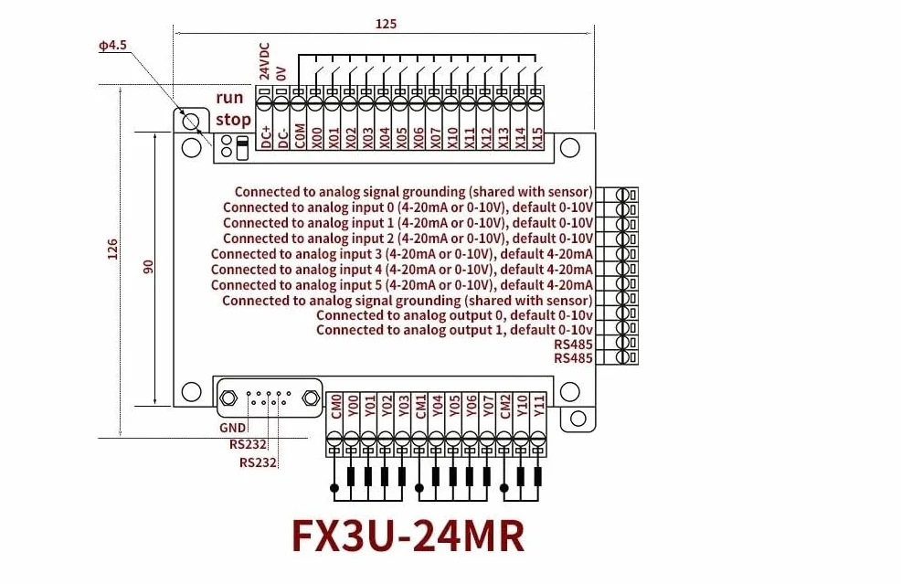 DollaTek PLC programowalne sterowanie logiczne FX3U-24MR wyjście przekaźnikowe