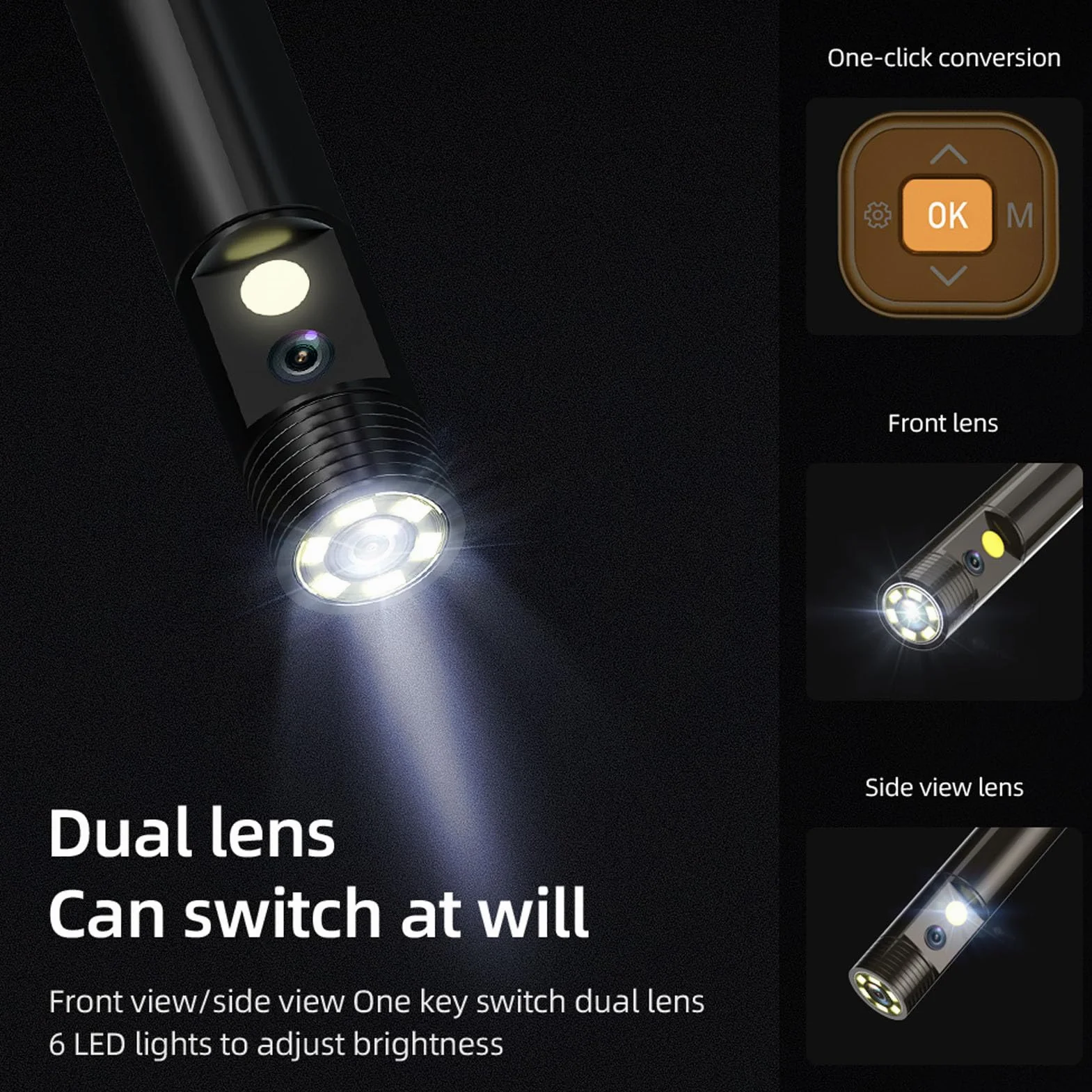 Eujgoov Kamera Podwójnego Obiektywu, Inspekcja IP67 Kamera Endoscope 4,3 -calowa Wyświetlacz LCD 8 Regulowane Diody LED Lights do Konserwacji Samochodu Kanalizacyjnego (10 m / 32,8 stopy)