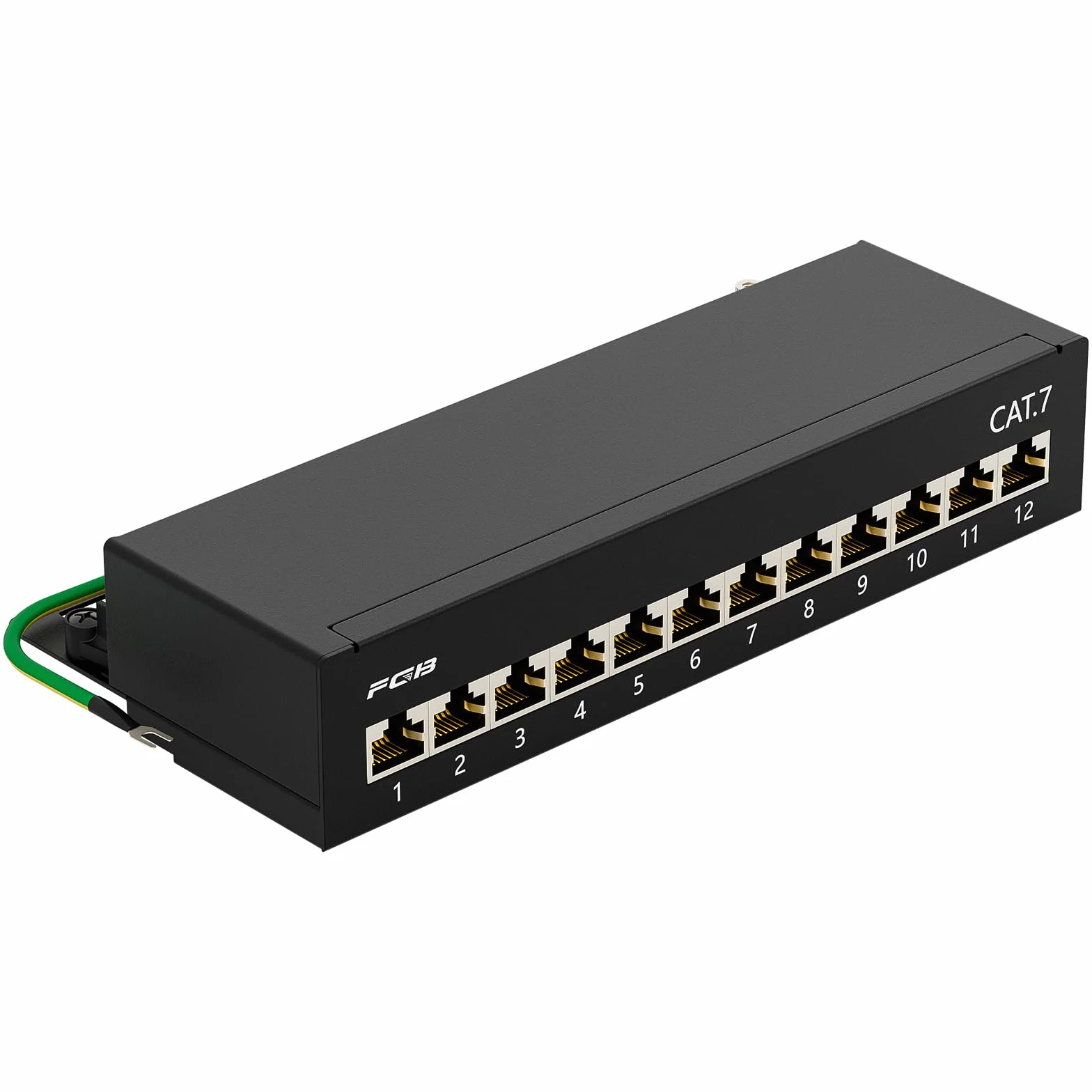 FGB CAT 7 Patchpanel panel dystrybucyjny 12-portowy - montaż stołowy/na ścianie/na biurko ekranowany 12X gniazdo RJ45 - LSA panel dystrybucyjny dla przełącznika sieciowego Gigabit