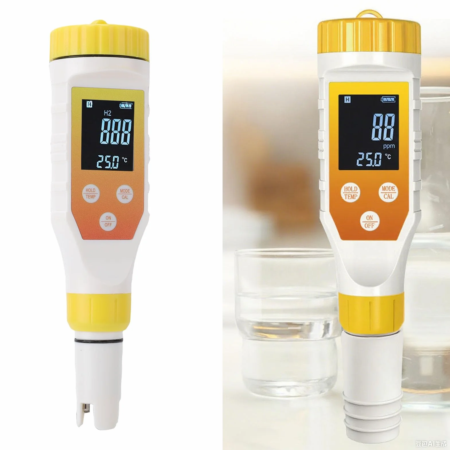 Tnfeeon Tester Wody Wodoru 7 w 1 Miernik PH H2/TDS/EC/ORP/SALT/TEMP ATC Podświetleniem