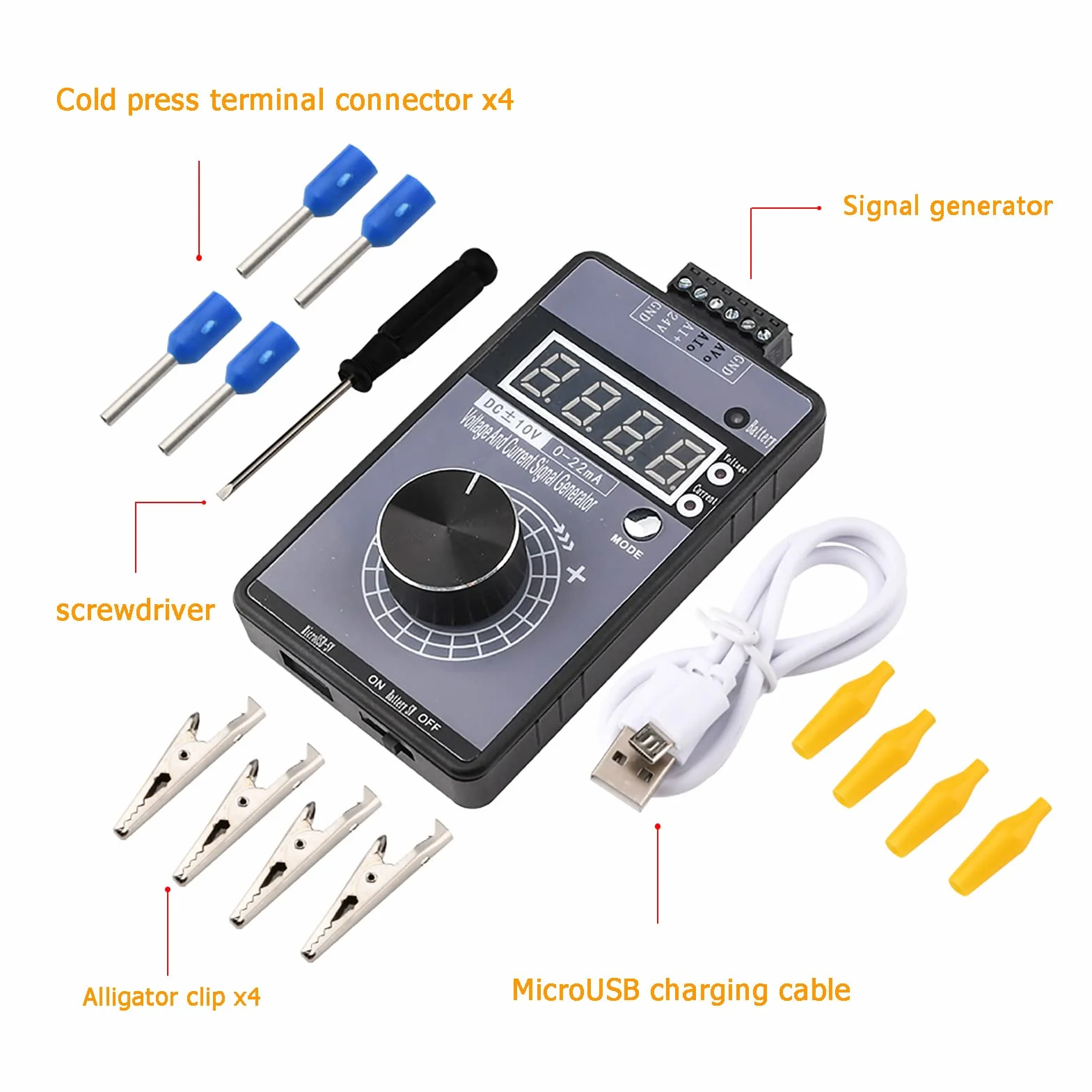 Generator sygnału Tester Napięcie ±0-5-10V Prąd 0-4-20mA Kalibrator źródeł Sygnału Analogowe źródło