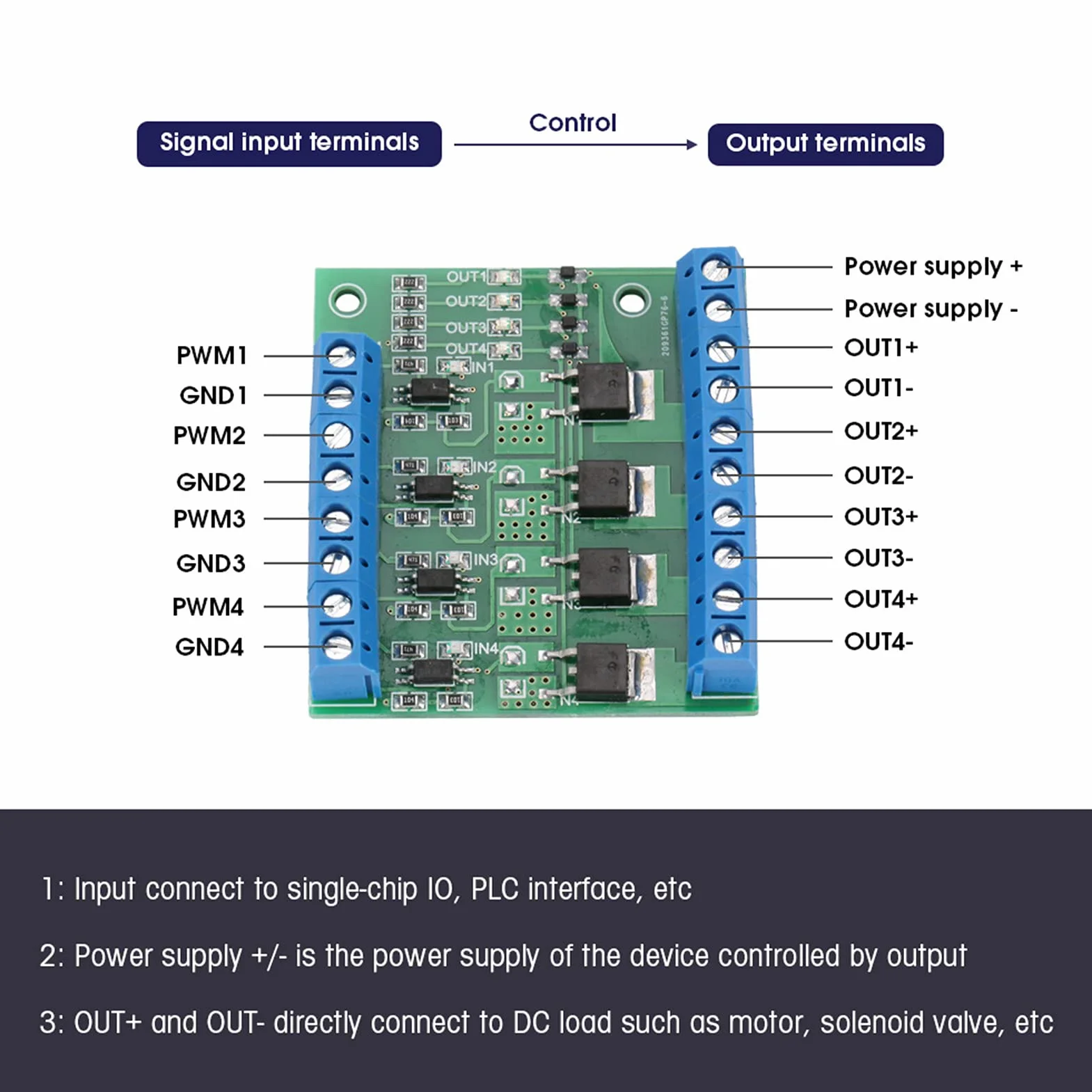 Płyta Mosfet, 8 Kanałów, Płyta Mosfet Yctze, 8 Kanałów PWM 4-kanałowy moduł MOS FET Wzmacniacz PLC Płytka Drukowana moduł Sterownika 3-20 V do 3.7-27VDC 10A