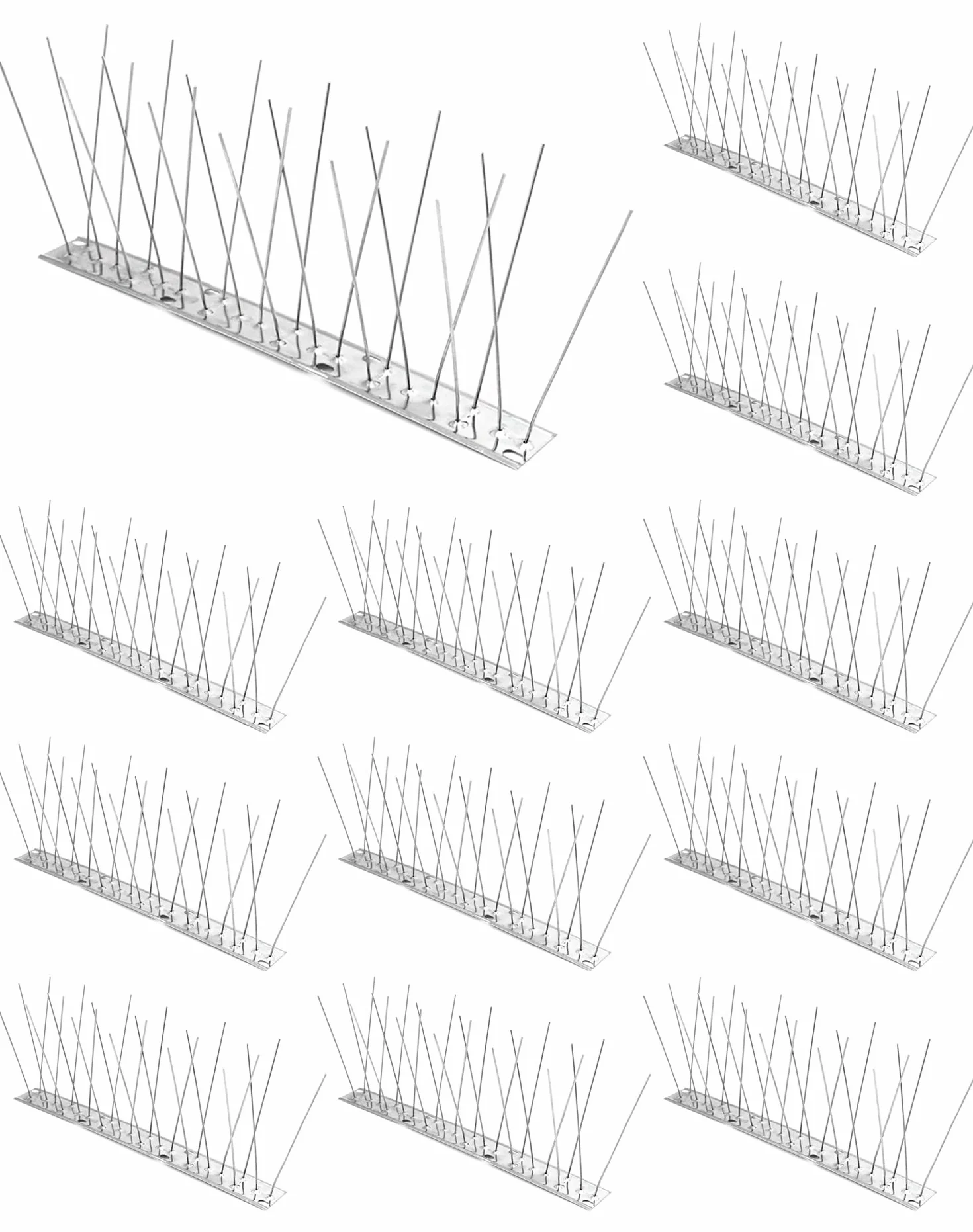 QWORK® 12 szt. x 25 cm kolce ze stali nierdzewnej odstraszające gołębie ochrona gołębi na balkon na dachu oranżerii, całkowita długość 3 metry