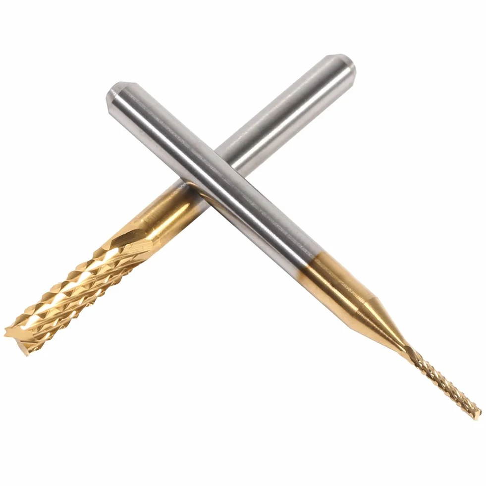 10 szt. frezów trzpieniowych powlekanych tytanem, zestaw frezów z węglika spiekanego CNC, grawerowanie, bity, rzeźbienie, narzędzia, 1,0-3,0 mm