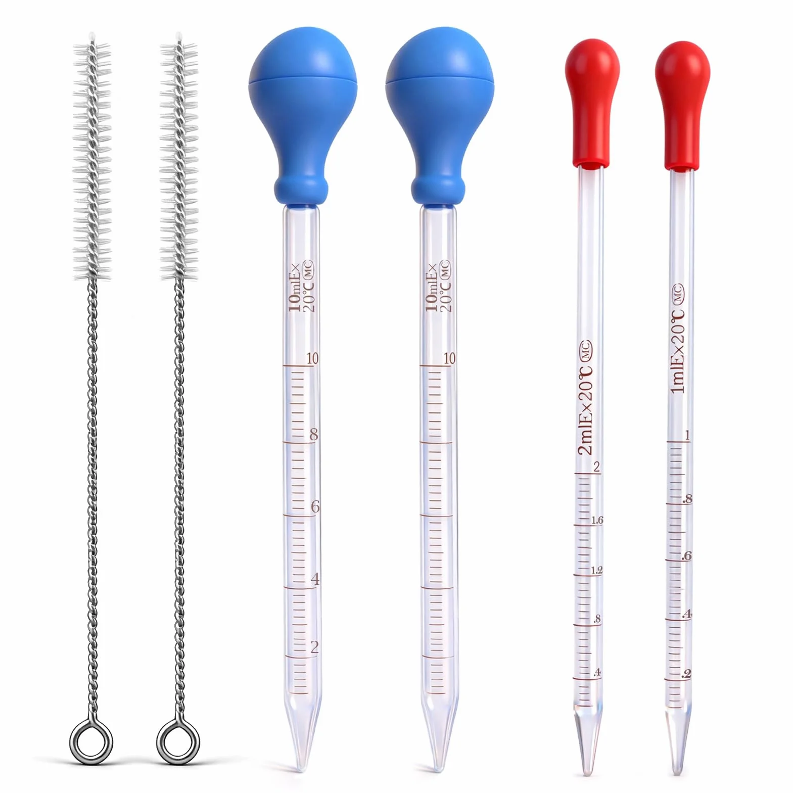Zestaw pipet szklanych ze skalą 10 ml, 5 ml, 2 ml, 1 ml do laboratorium
