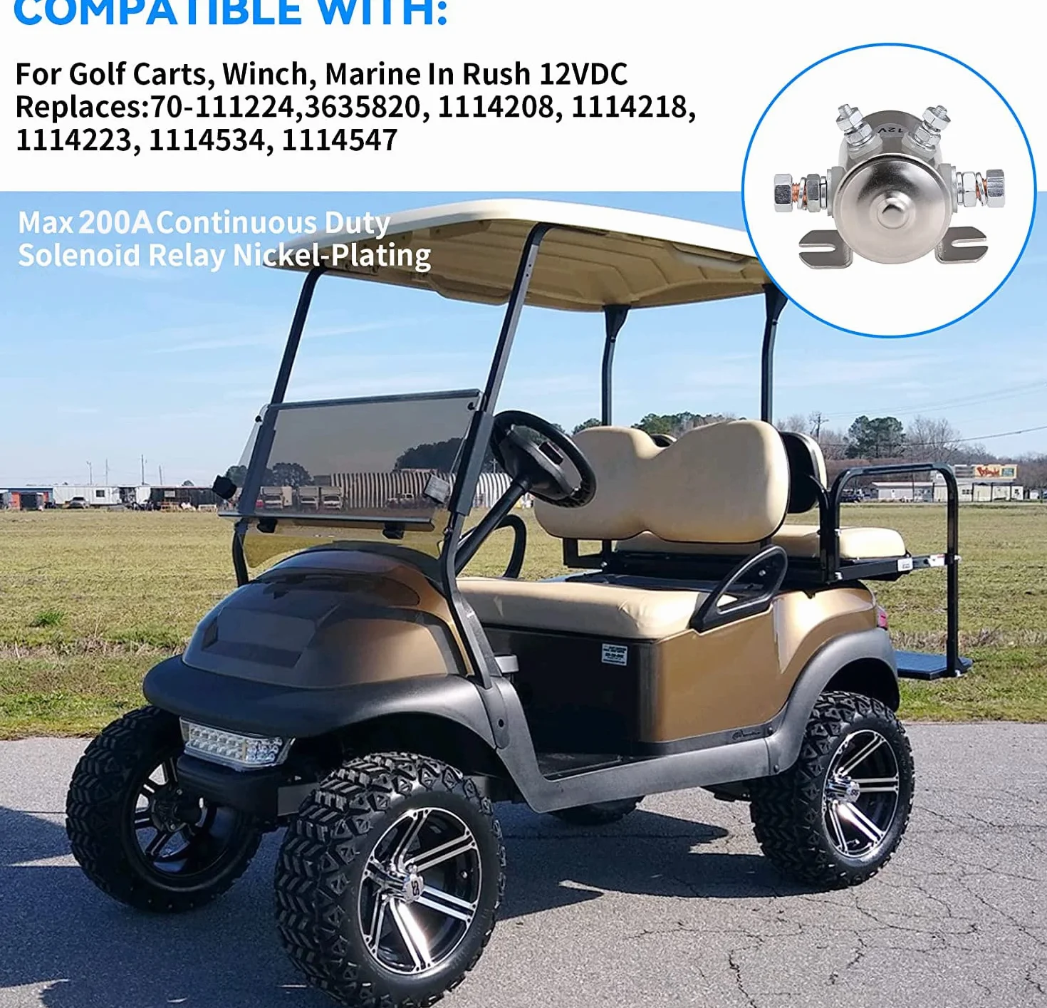 Gebildet 24VDC Przekaźnik Elektromagnetyczny 4 Zaciski Niklowanie 200A Do Wózków Golfowych Marine