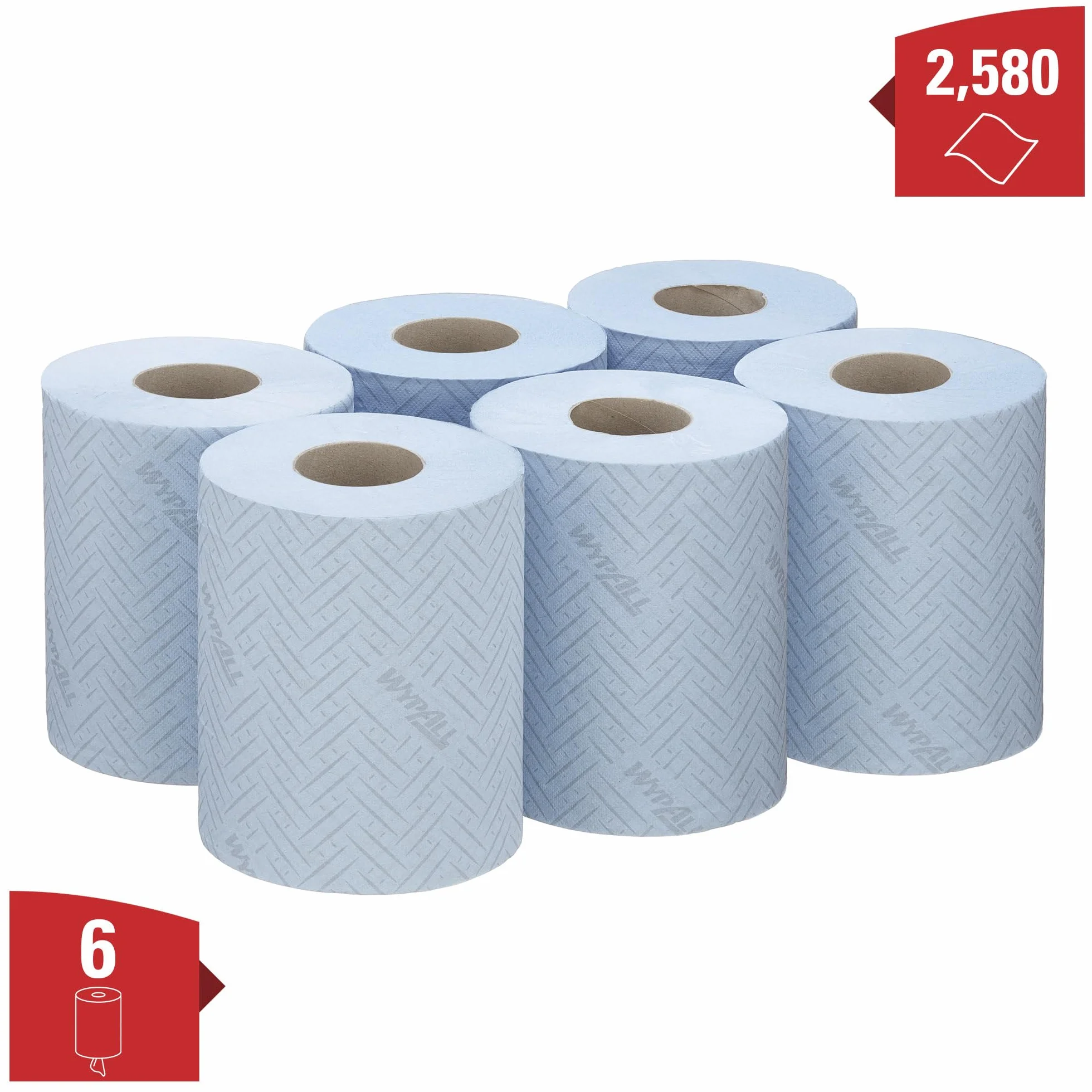 WypAll L10 Papier do wycierania żywności i higieny 1-warstwowa rolka centralnego podawania 6 sztuk 430 chusteczek