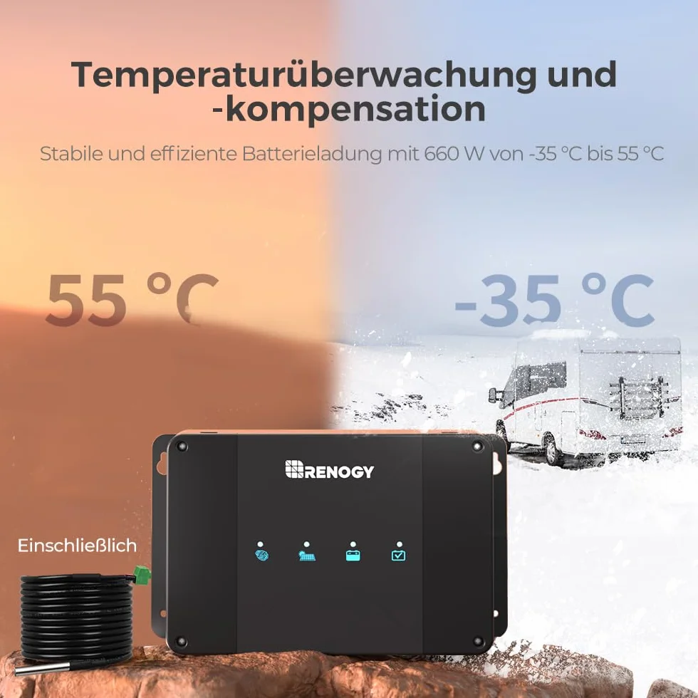 Renogy Ładowarka do akumulatorów 30 A DCDC Mppt regulator ładowania solarnego 12 V, niezależna od sieci do akumulatora rozruchowego i zasilającego do kampera, przyczepy kempingowej