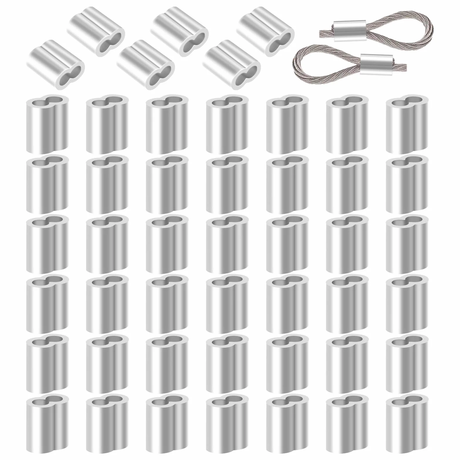 50 sztuk zacisków linowych 4 mm, tuleje aluminiowe, zaciski linowe, zaciski zaciskowe, tuleje zaciskowe, tuleje zaciskowe, tuleje zaciskowe do liny gumowej, 4 mm, lina ekspanderowa, linka druciana,