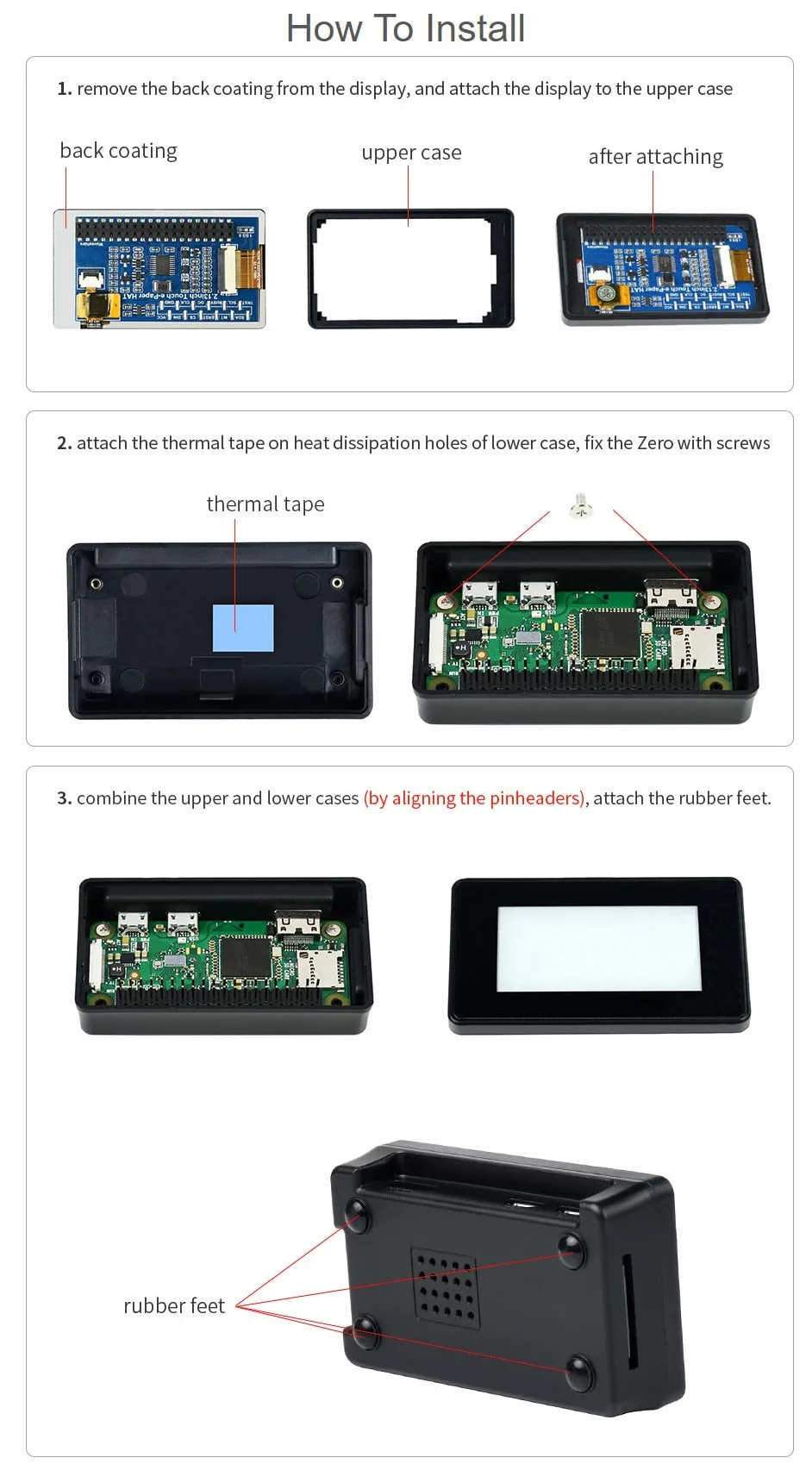 Waveshare 2.13inch Touch E-Paper E-Ink Display for Raspberry Pi Zero 250×122 Pixels Supports Partial Refresh with ABS Protection Case