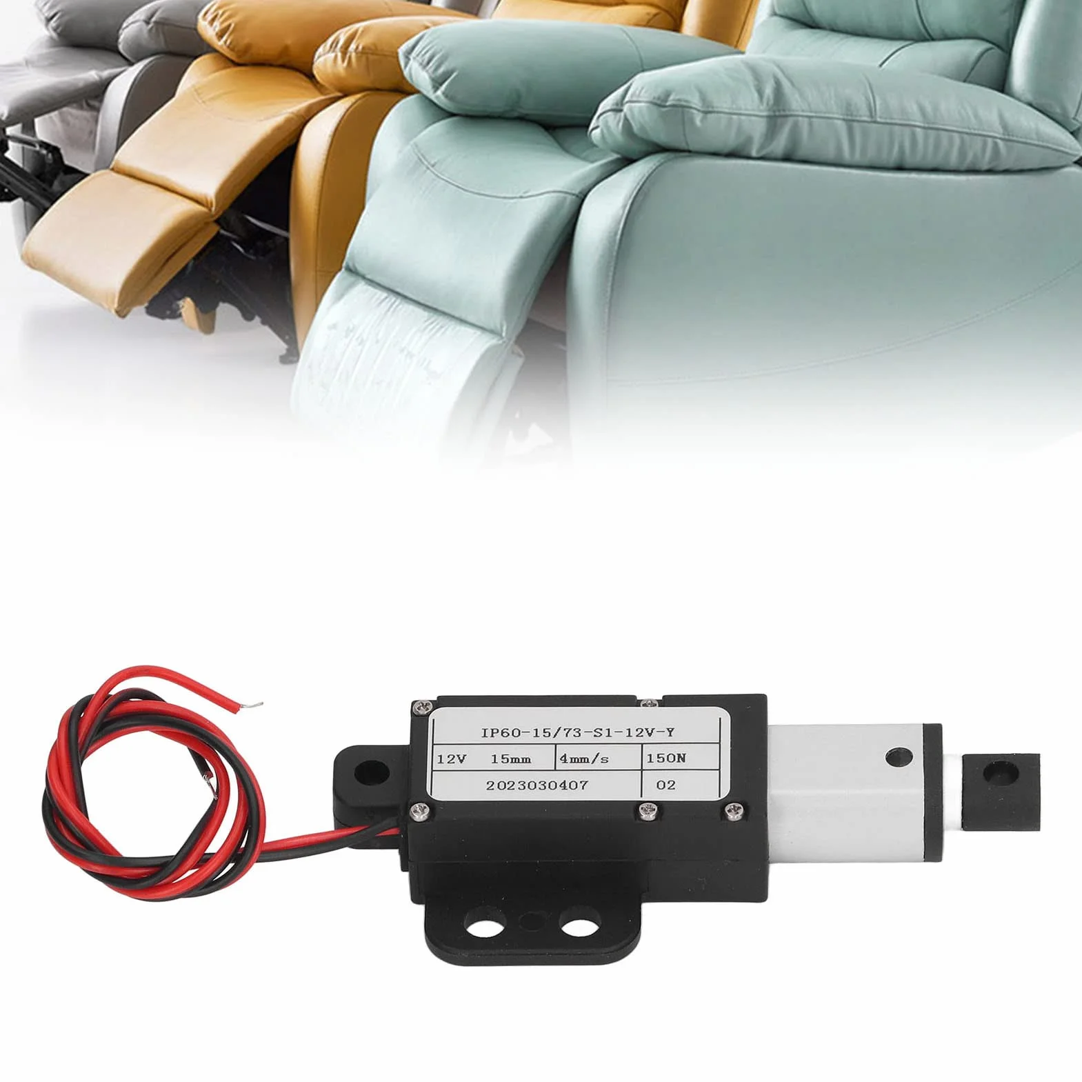 Elektryczny Mikro Siłownik Liniowy 12V DC 150N Skok 0,59 z Uchwytem Montażowym