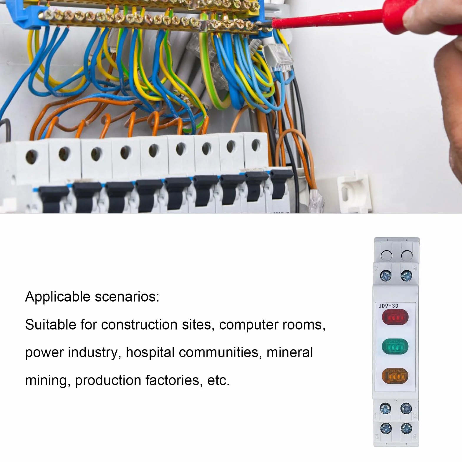 Lampka Kontrolna LED Czerwony Żółty Zielony Wskaźnik na Szynie DIN dla Stycznika Rozrusznika Magnetycznego AC DC 230V