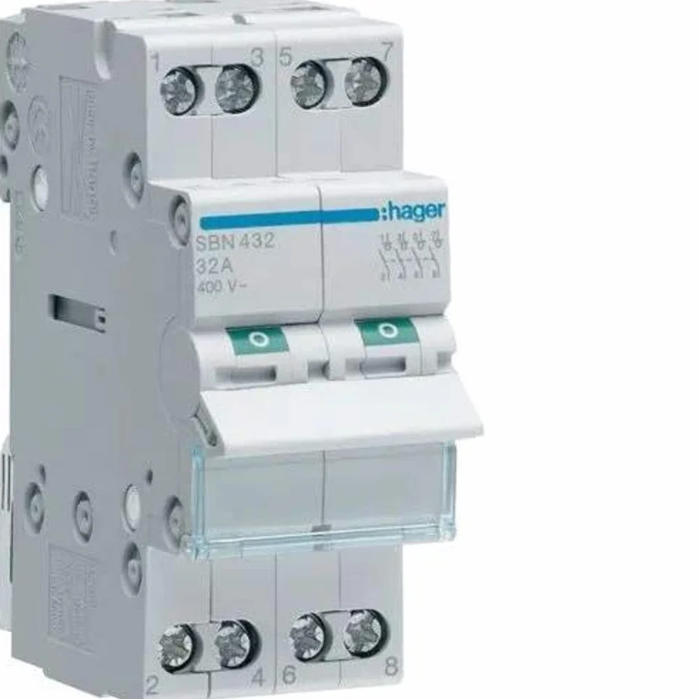 Hager 4P 32A Modułowy Rozłącznik Izolacyjny, Szary, 400 W