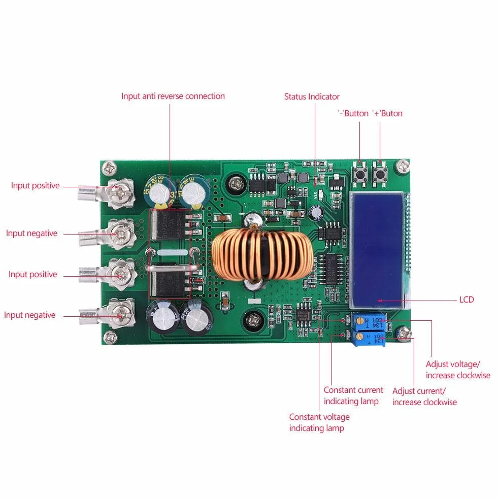 Przetwornica DC-DC 20 A WD5020 regulowany 7~50 V do 0~36 V