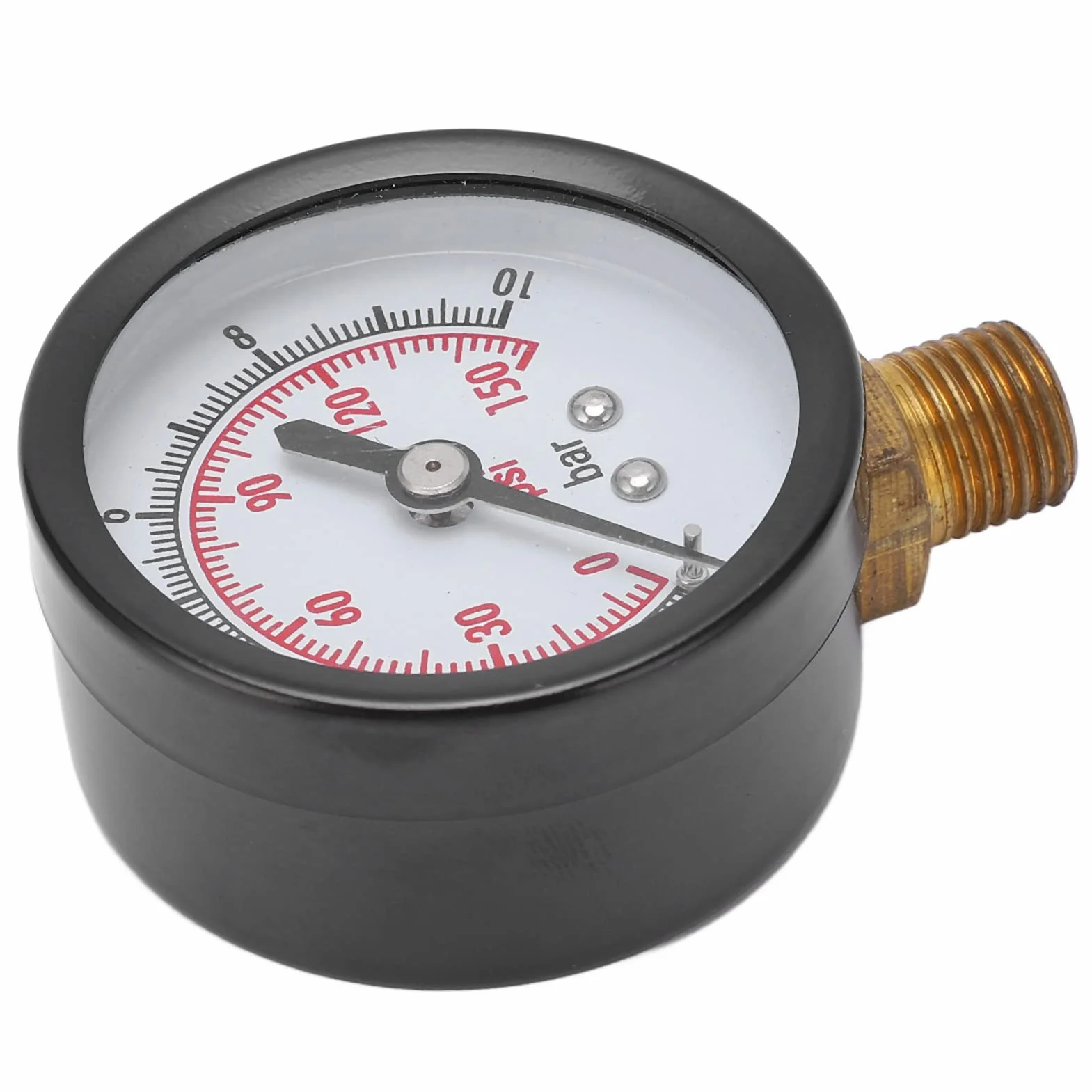 Manometr Cieczy 0-10 Bar 0-150 Psi G1/4 Cal Mosiądz i Stal Stopowa Ciśnieniomierz Pionowy do Monitorowania Cieczy Przemysłowych