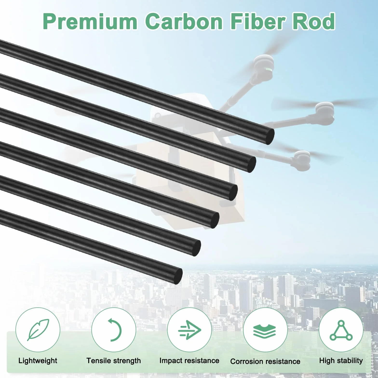 M METERXITY 10 prętów z włókna węglowego 300 Mm Długość 2 Mm Średnica Solidny Matowy Słupek Do Samolotów RC DIY Ramiona Quadcopter Tuboss [11.81 x 0.08 CAL]