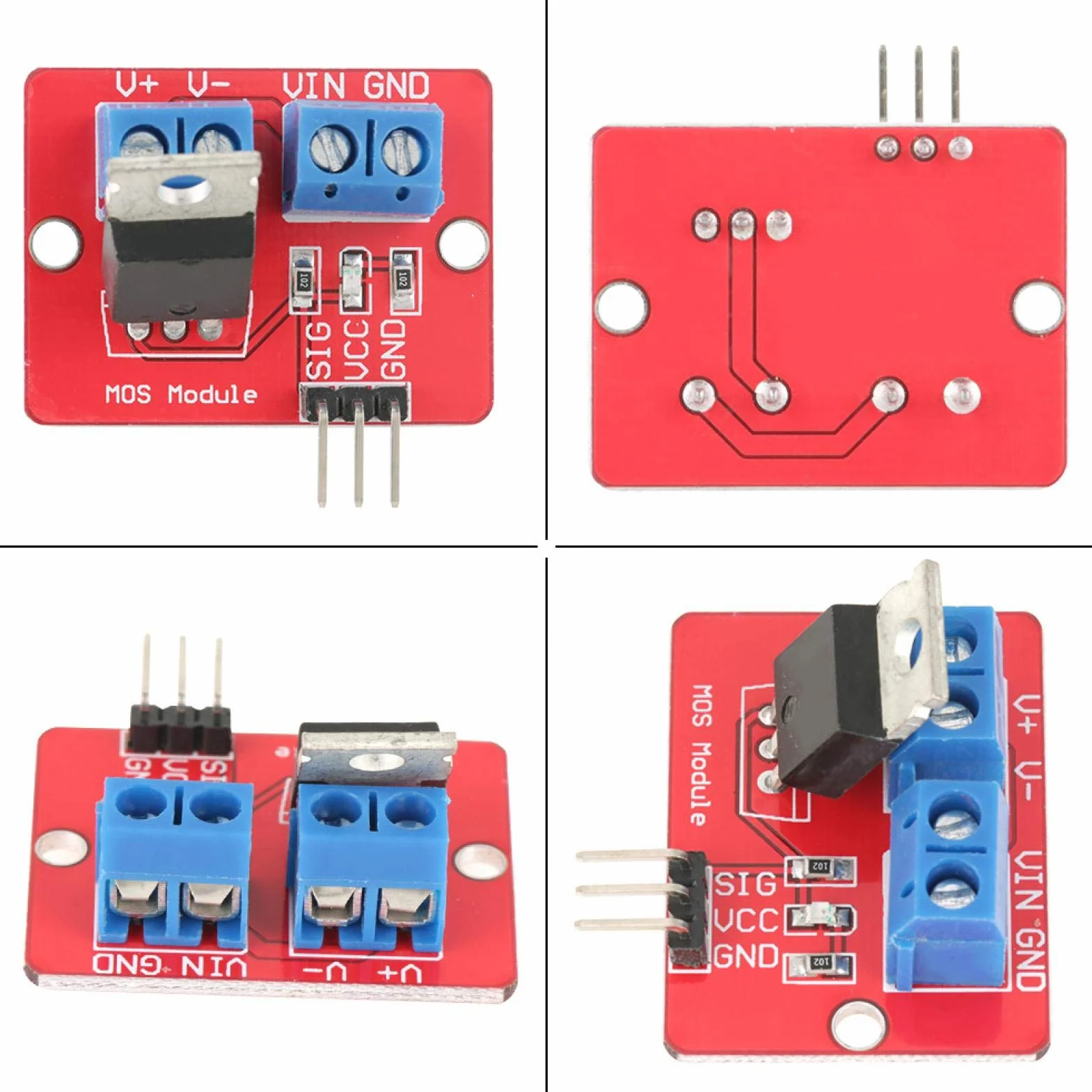 Sterownik IRF520 - 5 szt. 3,3 V/5 V IRF520 MOSFET Moduły sterownika PWM wyjście tablice napędowe wyjście 0-24 V