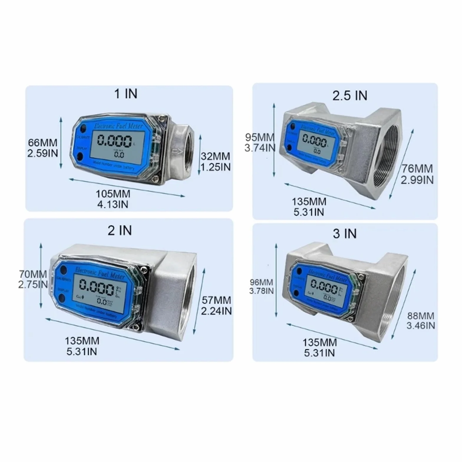 Miernik przepływu wody Przepływomierz 1 Cal/2 Cale/2,5 Cala/3 Cale LCD Cyfrowy Przepływomierz Cieczy Elektroniczny Przepływomierz Do Wody Mocznikowej Paliwa z Monitorowaniem Cen(2 inches)