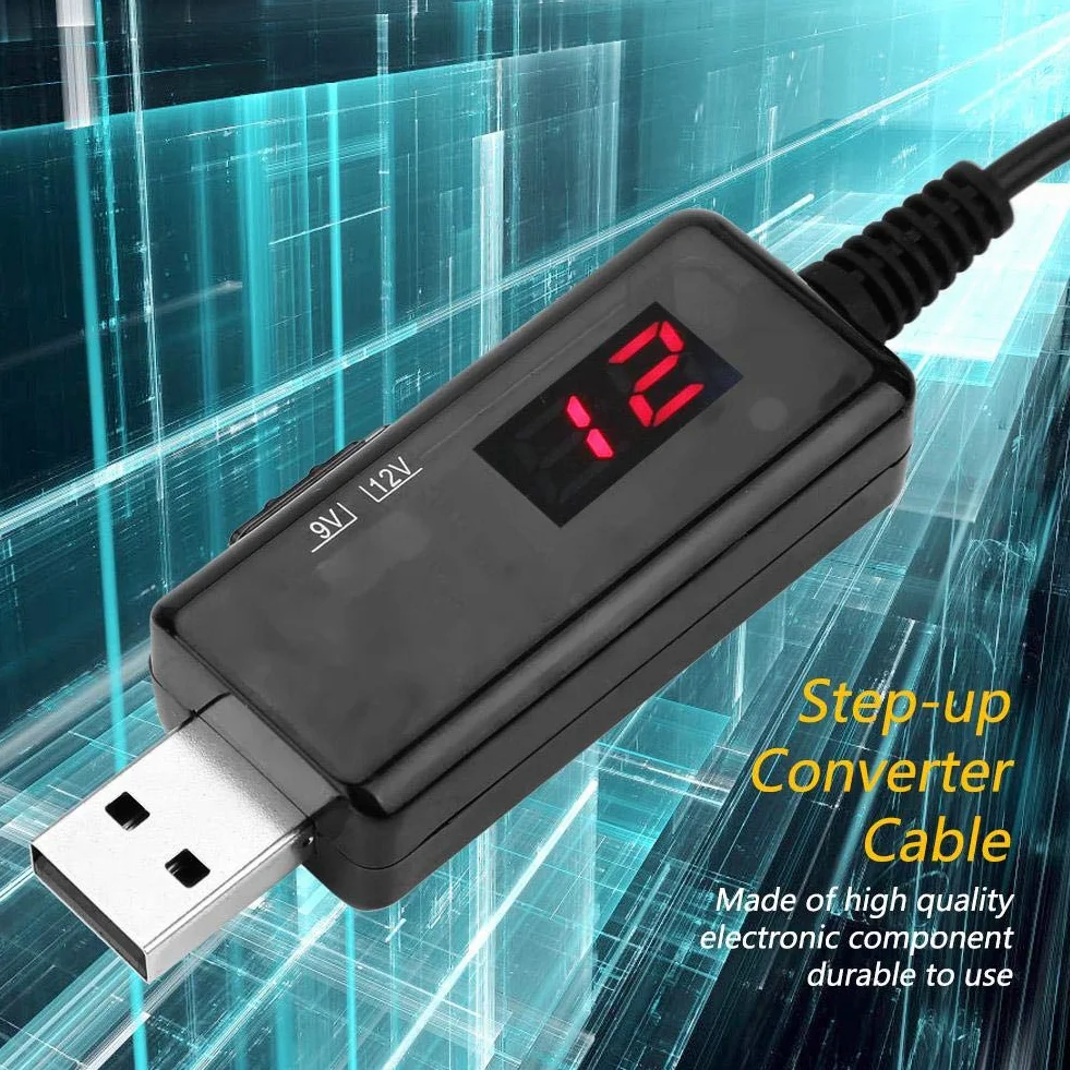 Estink USB Konwerter Napięcia Boost, DC Step-up 9V/12V z Wyświetlaczem do Routera
