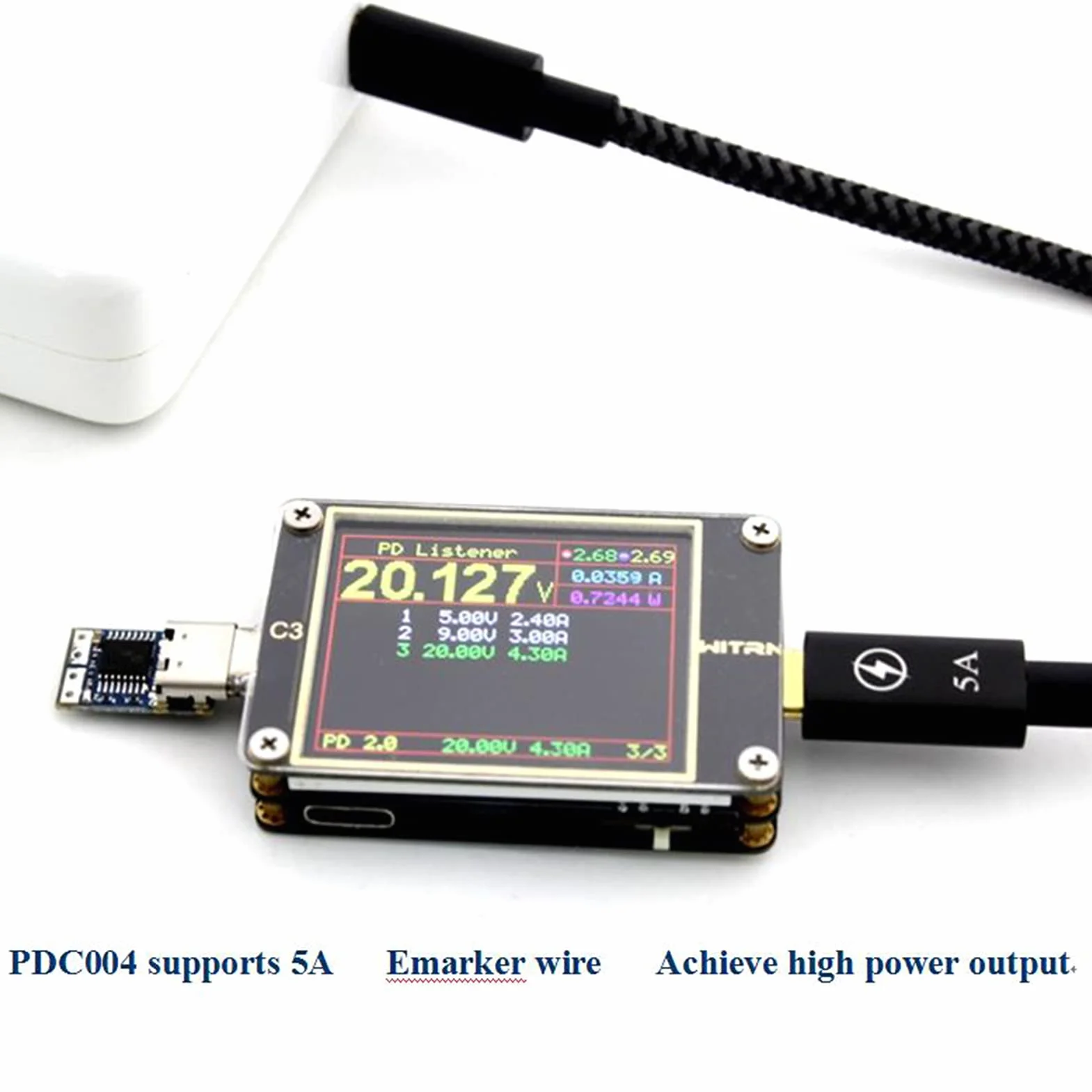 DEWIN Moduł wyzwalający, 5 szt. USB-C PDC004 PD 12 V DC stały moduł wyzwalający napięcie 5A typ C wejście żeńskie