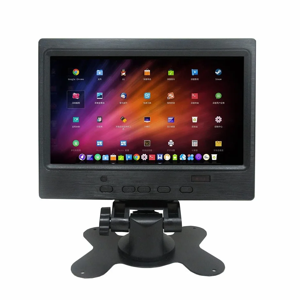 7-calowy przenośny zestaw monitora (format 16:9) ze złączami HDMI/VGA/2AV do PC, Raspberry Pi, Orange Pi i kompatybilności z wieloma urządzeniami (rozdzielczość wyświetlacza: 1024 x 600)