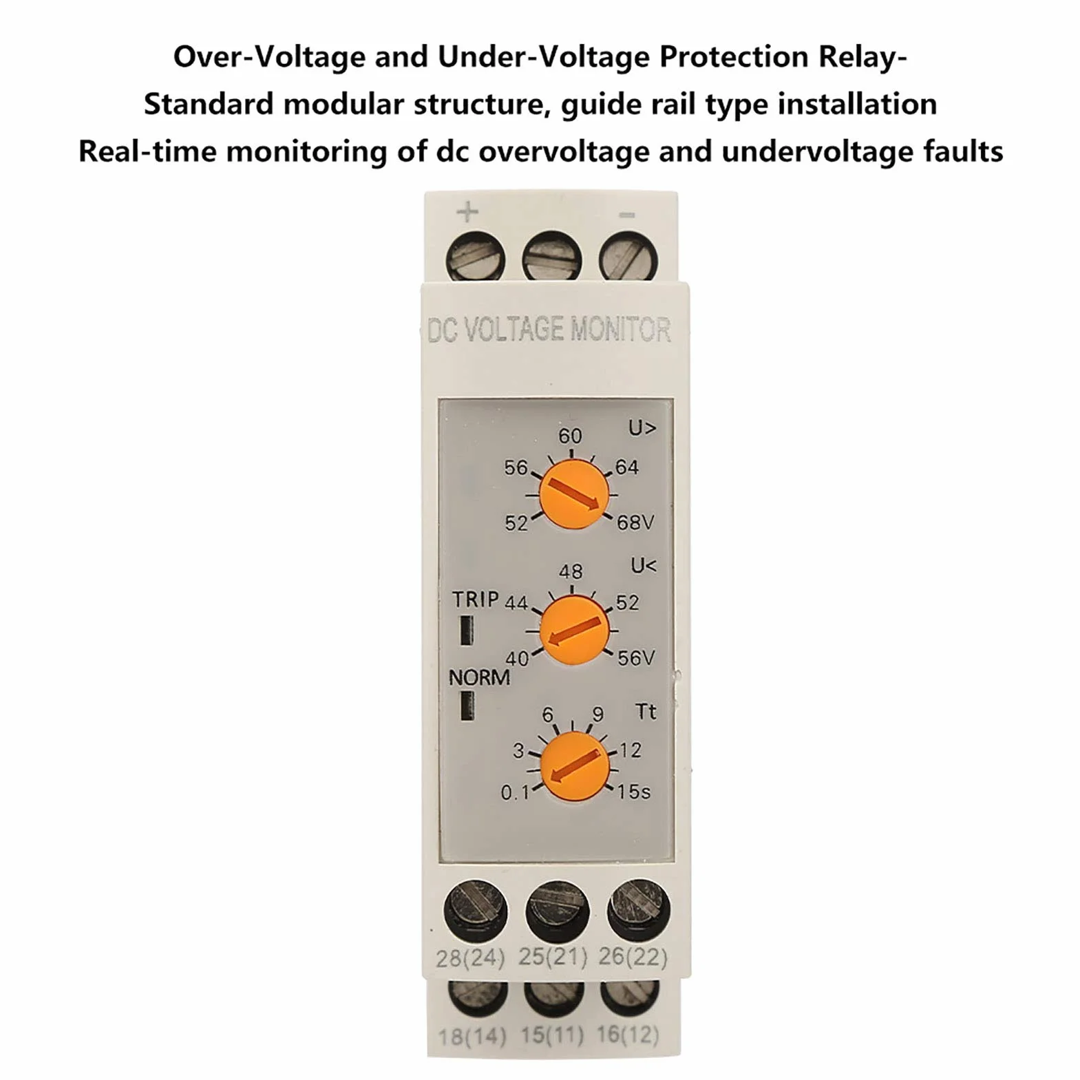 13V-17V 10V-14V przekaźnik monitorujący napięcie DC 48V przekaźnik zabezpieczający przed przepięciem i podnapięciem 35mm szyna prowadząca