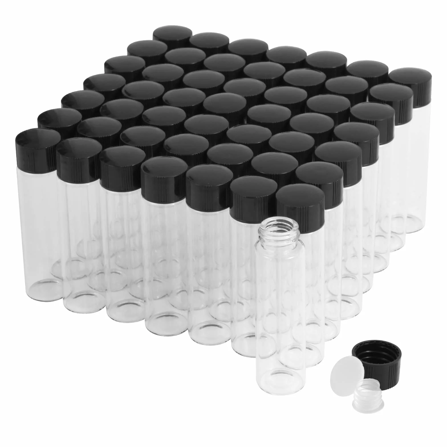 Szklane butelki 20 ml z zakrętką, szczelne, 50 sztuk