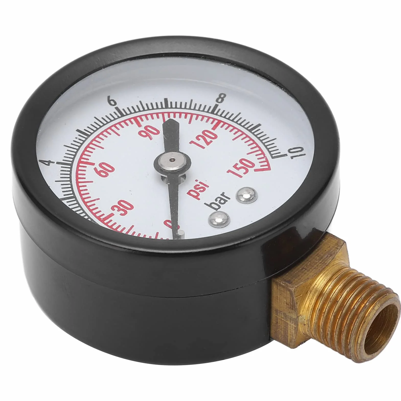 Manometr Cieczy 0-10 Bar 0-150 Psi G1/4 Cal Mosiądz i Stal Stopowa Ciśnieniomierz Pionowy do Monitorowania Cieczy Przemysłowych