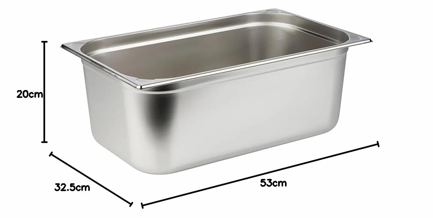 APS 81108 Pojemnik GN 1/1, pojemnik gastronomiczny ze stali nierdzewnej/wymiary 32,5 x 53 cm/głębokość 20 cm, kolor stali nierdzewnej, 25 l