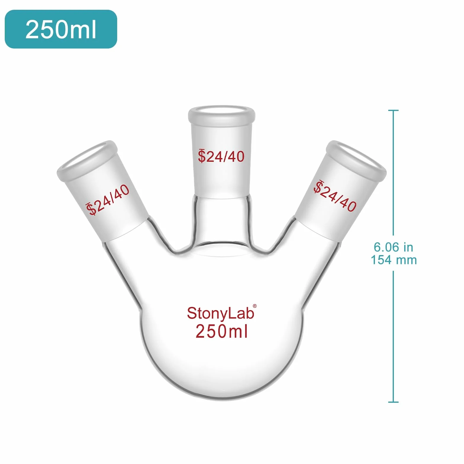 StonyLab Glass 250 ml 3 szyjka okrągła dolna piersiówka RBF 24/40