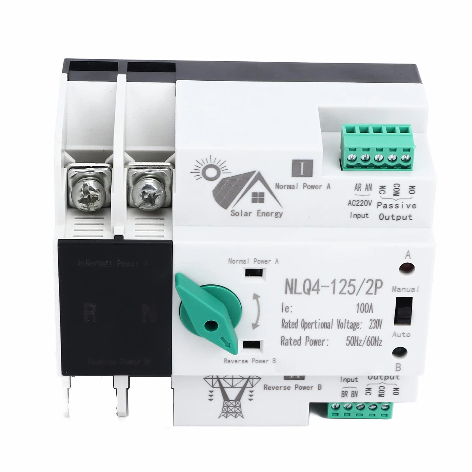Automatyczny Przełącznik Zasilania NLQ4 125/2P 100A 230V Mini ATS Podwójny