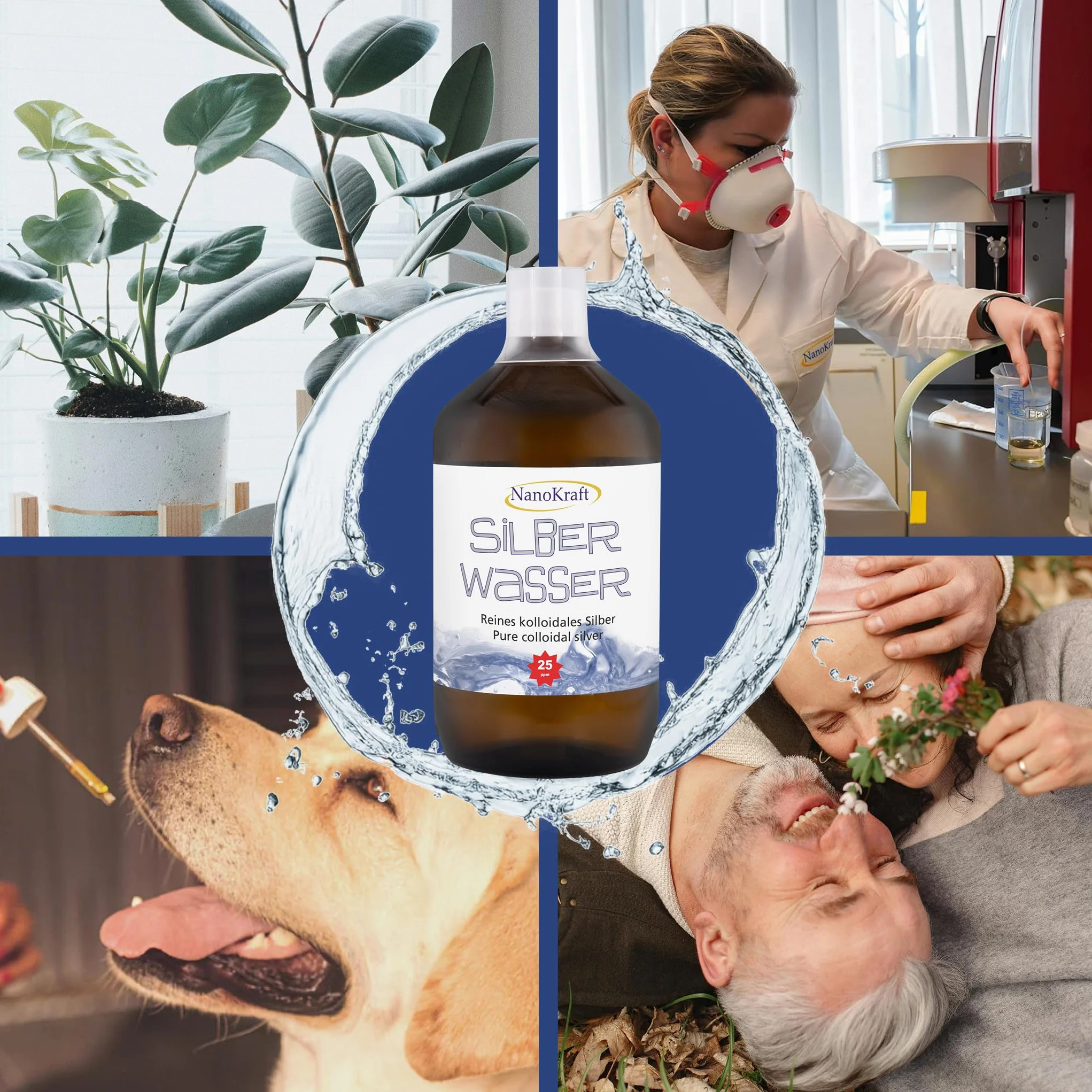 Srebro koloidalne 1000 ml 25 ppm z rozpylaczem 100 ml zestaw laboratoryjnie sprawdzony