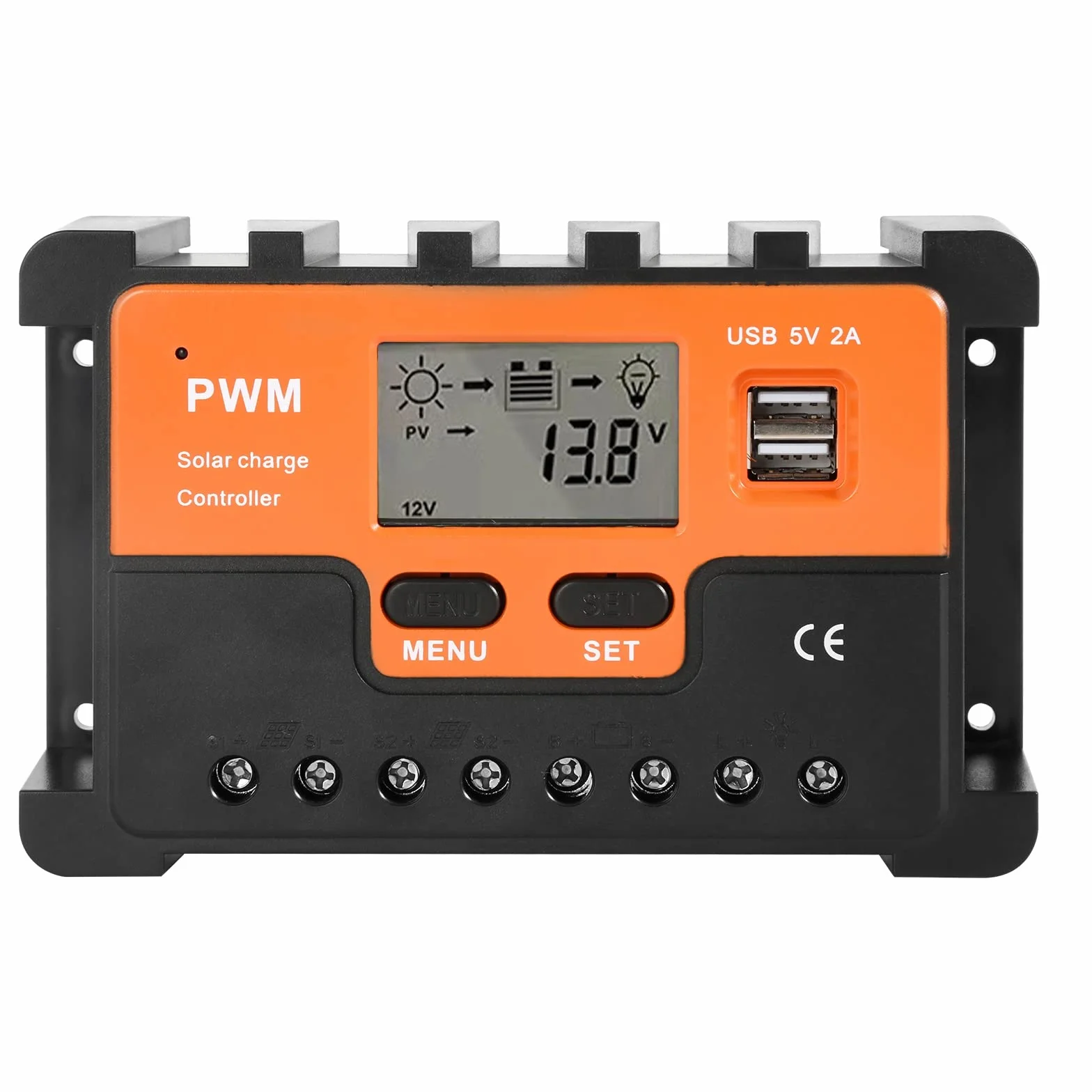 DEWIN PWM solarny regulator ładowania, 12 V 24 V moduł solarny regulator baterii, wyjście Dual USB 5 V, 10-60 A (30 A)