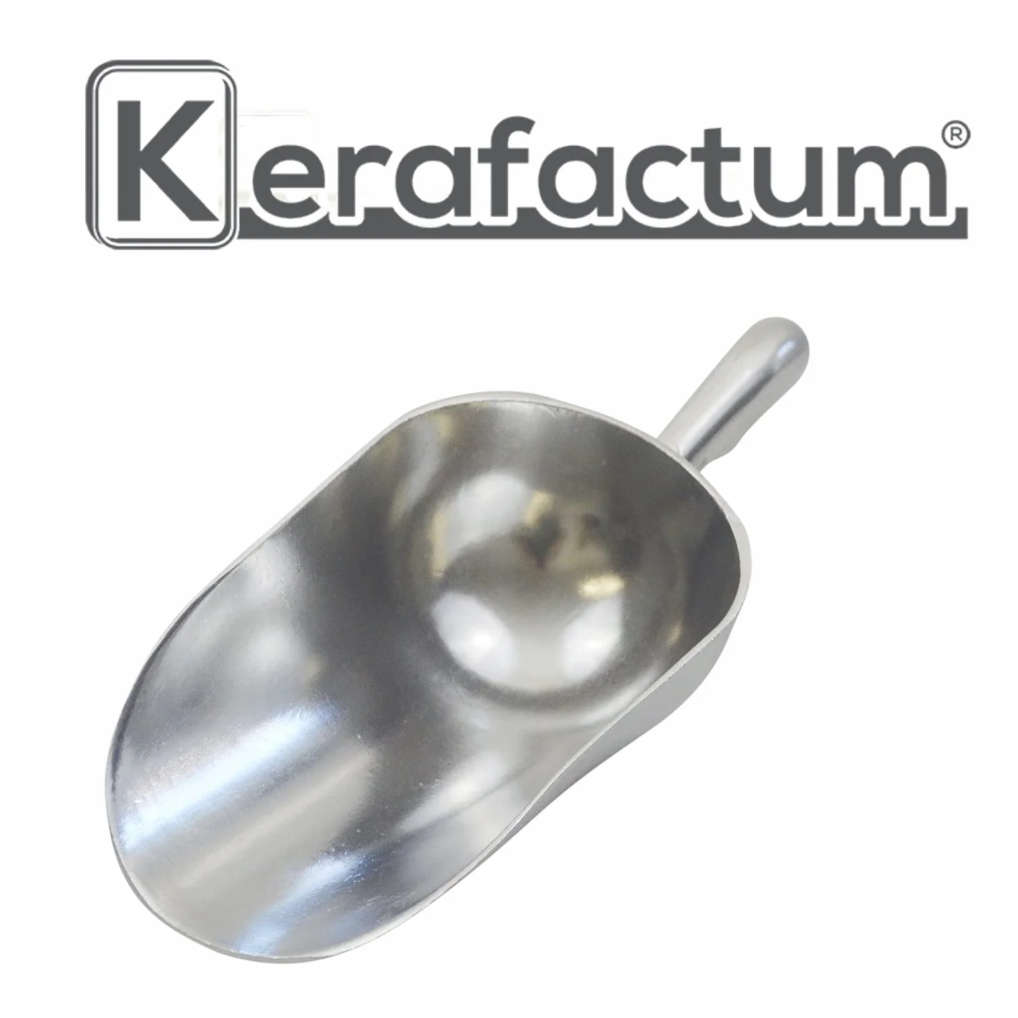 Kerafactum Poręczna szufelka do karmy, mąki, cukru, szufelki z aluminium, odlew aluminiowy, karma dla zwierząt, 1700 ml