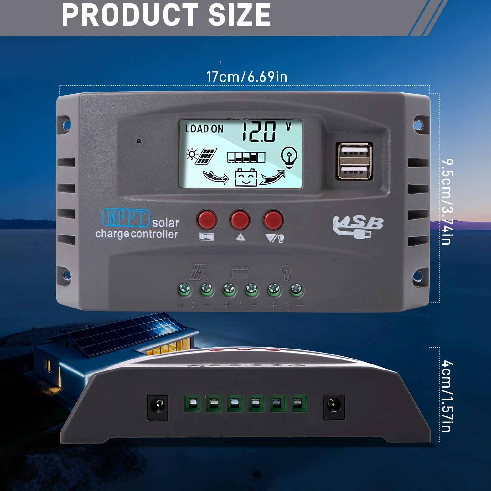 Yoving MPPT 100 A regulator ładowania słonecznego wodoodporny 12 V/24 V LCD