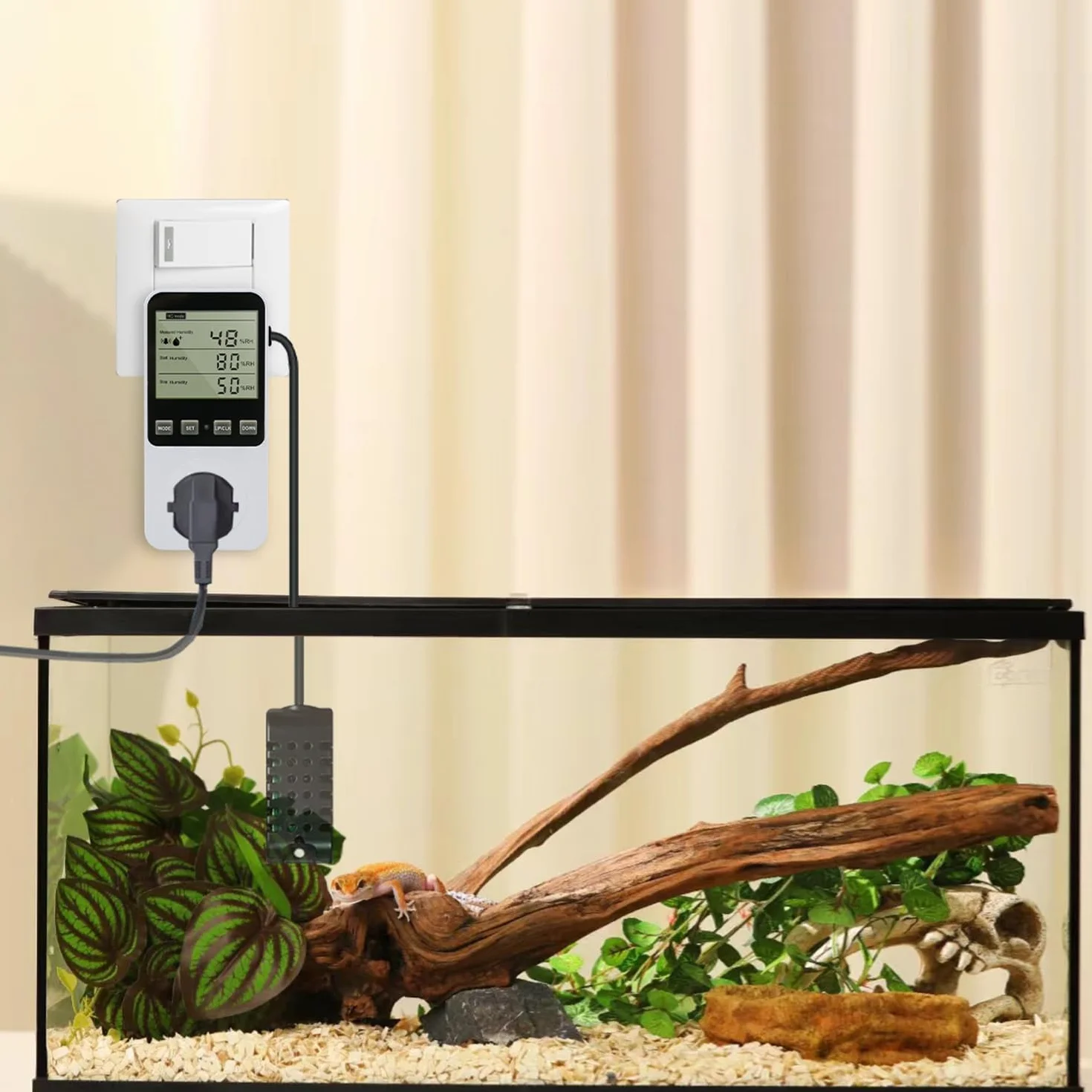 Termostat gniazdkowy 230 V regulator wilgotności z czujnikiem do szklarni terrarium ogrzewania chłodzenia