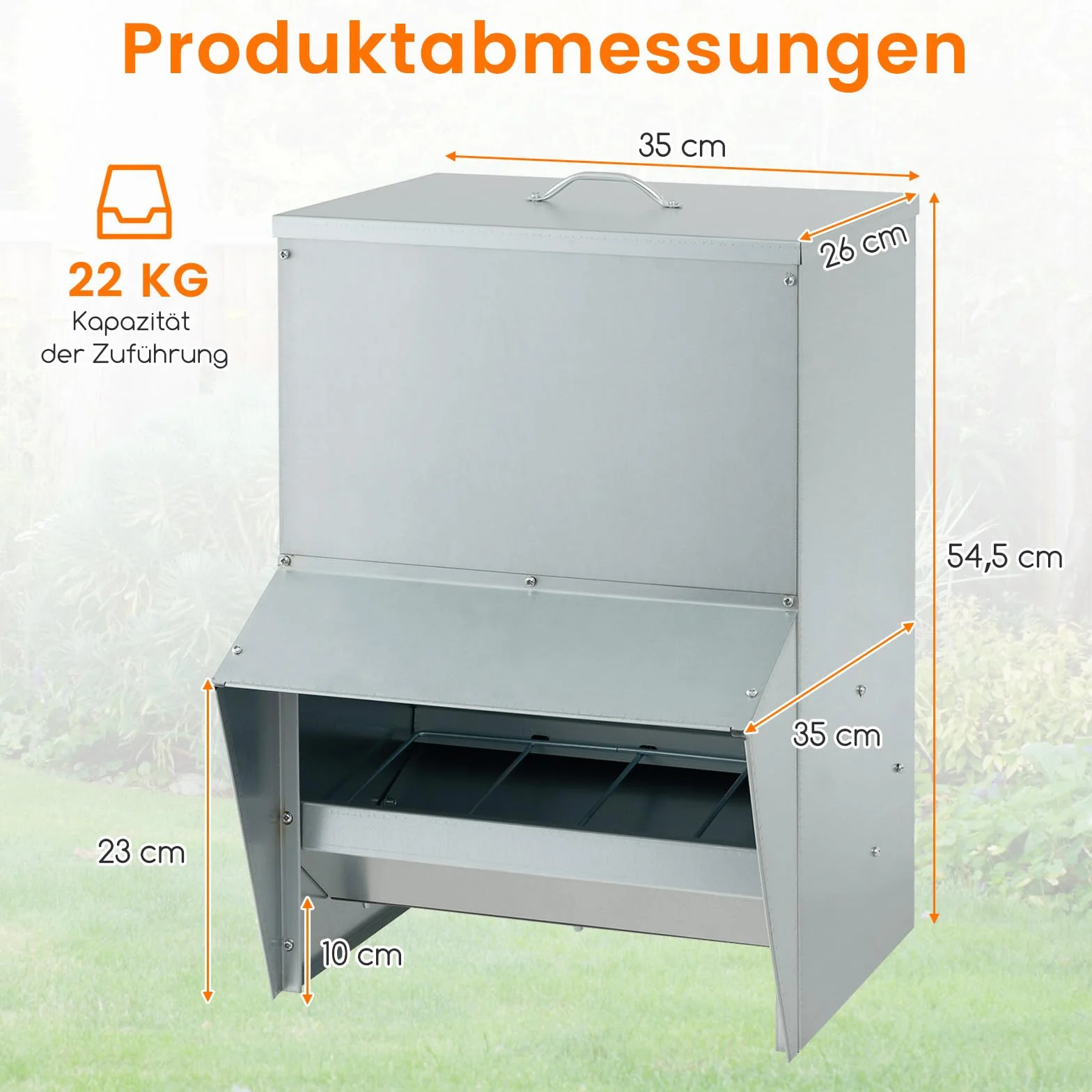 COSTWAY Automatyczny karmnik dla kur 22 kg z ocynkowanego metalu srebrny