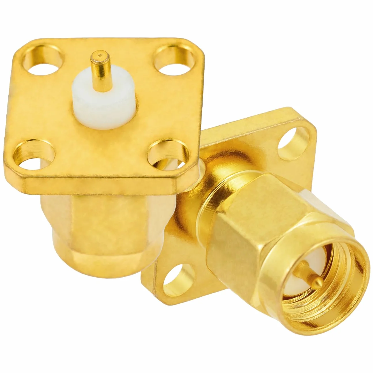 Vecys 2 Stuks SMA Męski Panel Podwozia RF Adapter Koncentryczny 50 Ohm SMA Męski 4 Otworowa Złącze do Montażu Panelowego do Anteny Radiowej Kabel Koncentryczny