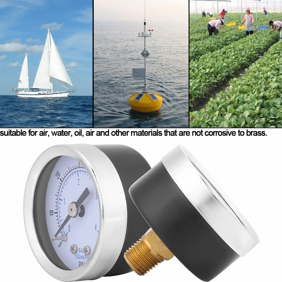 Manometr Aramox, 40mm tarcza zegarowa 0-60psi / 0-4bar Manometr manometr z podwójną skalą do wody i oleju, złącze gwintowe BSPT 1/8 "
