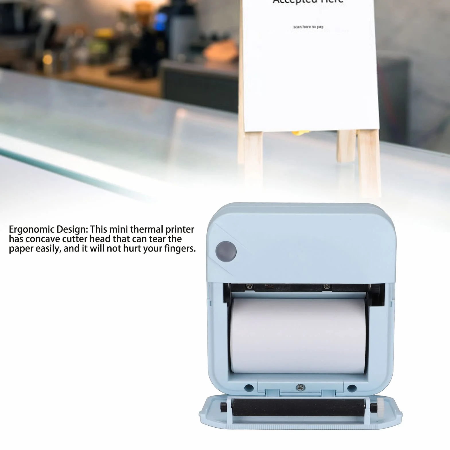 Mini Przenośna Bezprzewodowa Drukarka Termiczna, Druk Termiczny i Bez Atramentu, Papier Termiczny 200 DPI Ergonomiczna Konstrukcja Akumulatorowa Mini Drukarka Kieszonkowa, na