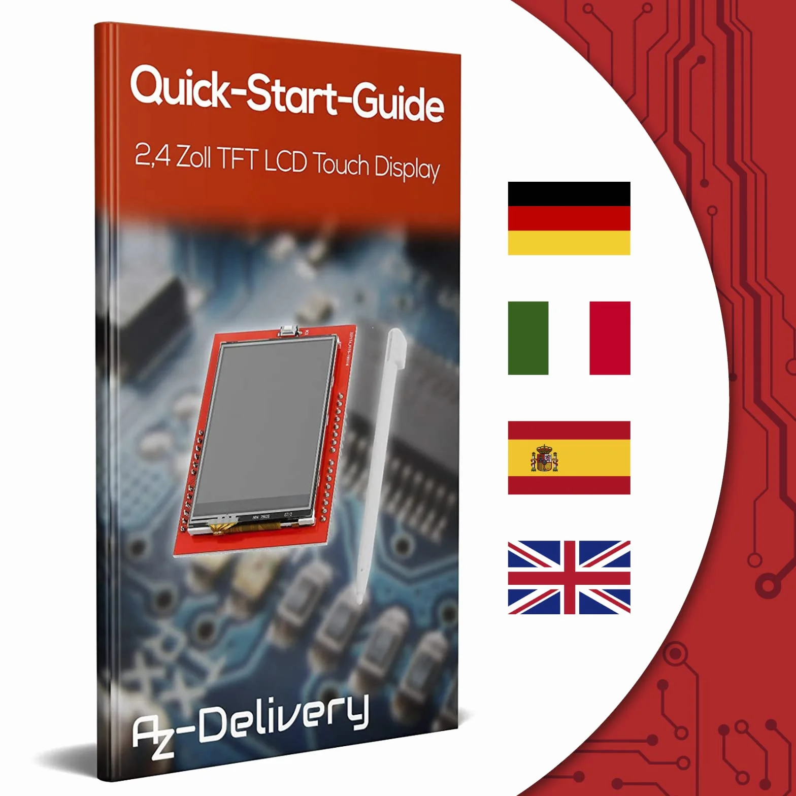 AZDelivery 3 x 2,4-calowy moduł wyświetlacza dotykowego TFT LCD SPI TFT 240x320 ILI9341 XPT2046 5V kompatybilny z Arduino w tym E-Book!