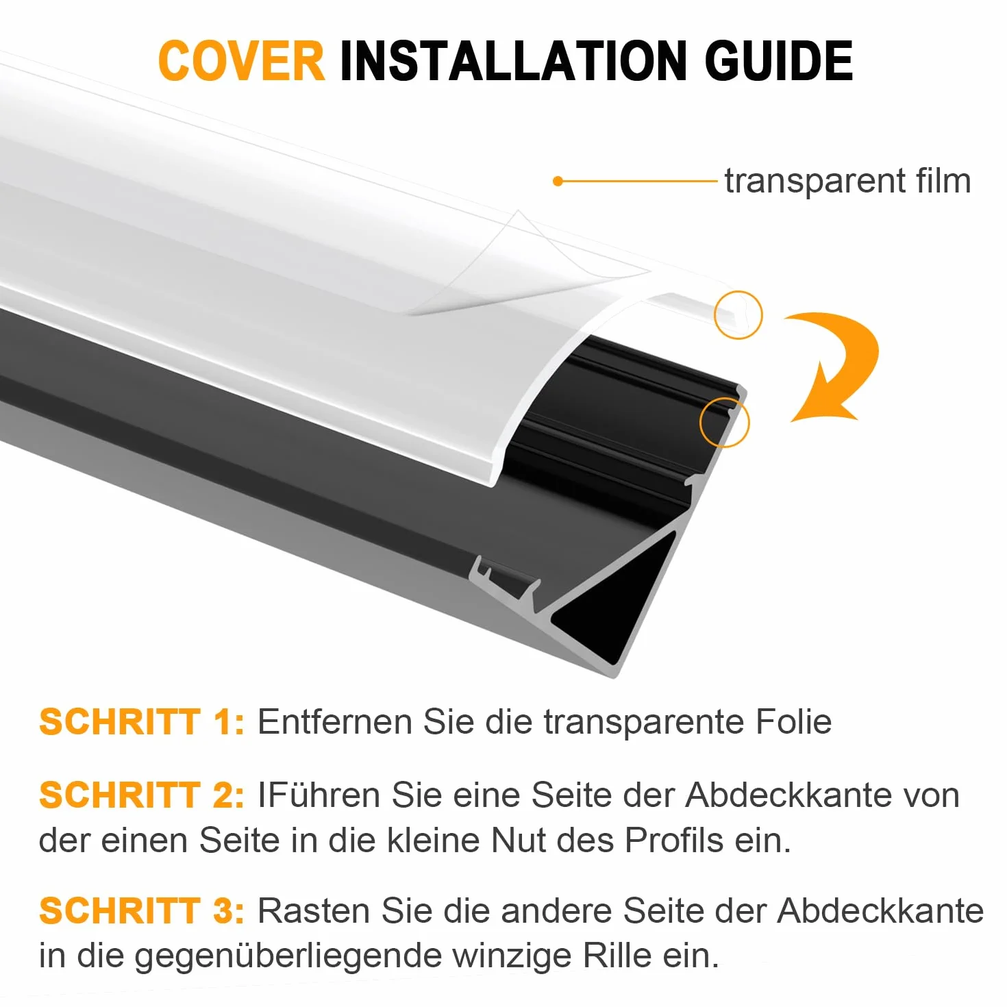 Angdarun Profil LED, profil aluminiowy LED, 6 x 1 m, profil aluminiowy w kształcie litery V do taśm LED/taśm, zaślepek (1M-6V32-HB)