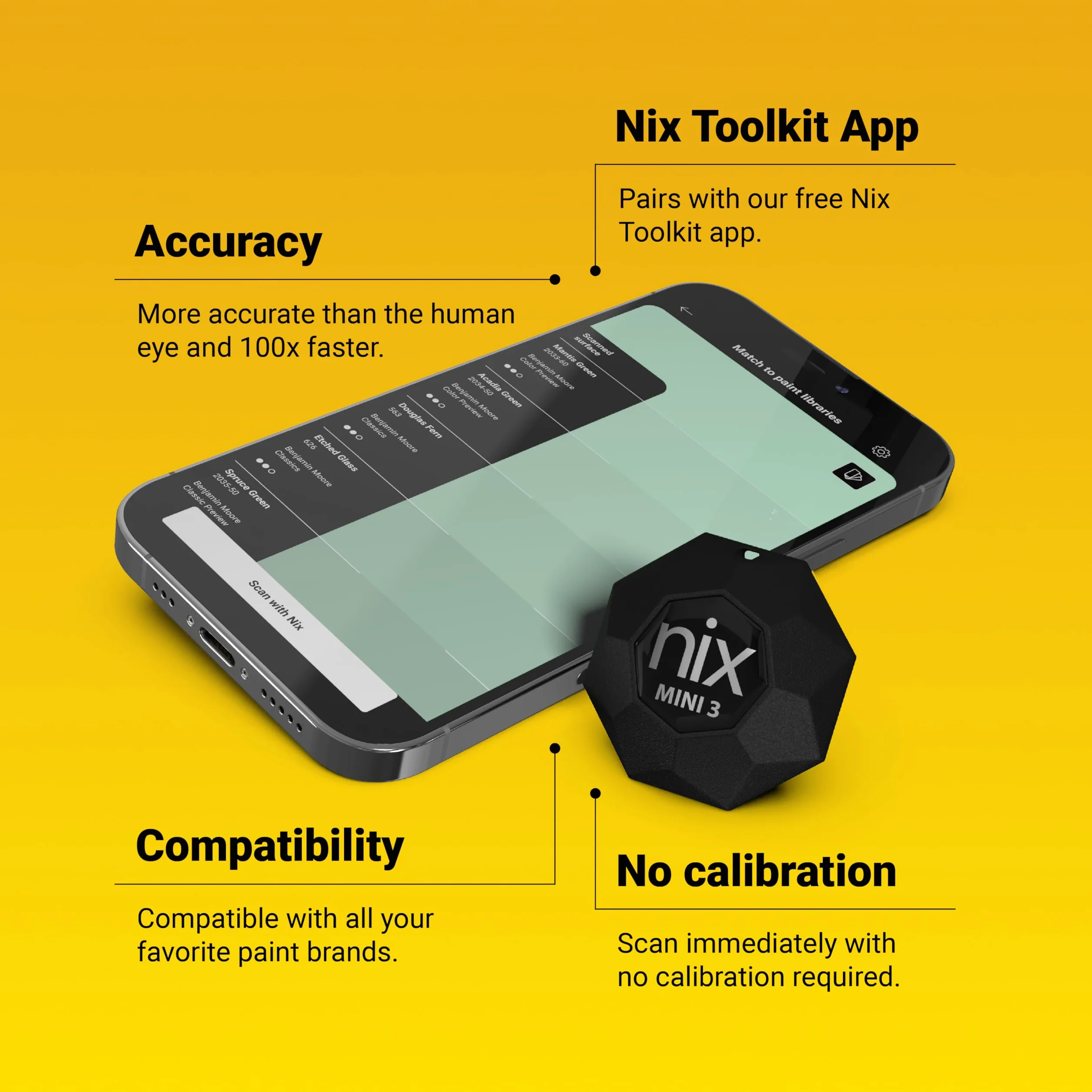 Nix Mini 3 - Sensor Kolorów - Przenośne Dopasowywanie - Odporny na Kurz (IPX4) - Identyfikuj Farby i Kolory Cyfrowe (Mini 3)