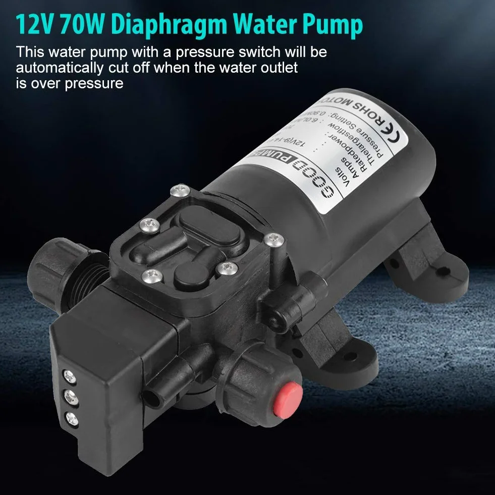 Pompa Membranowa 12V 0,9MPa 6L/min 70W Samozasysająca Wodna