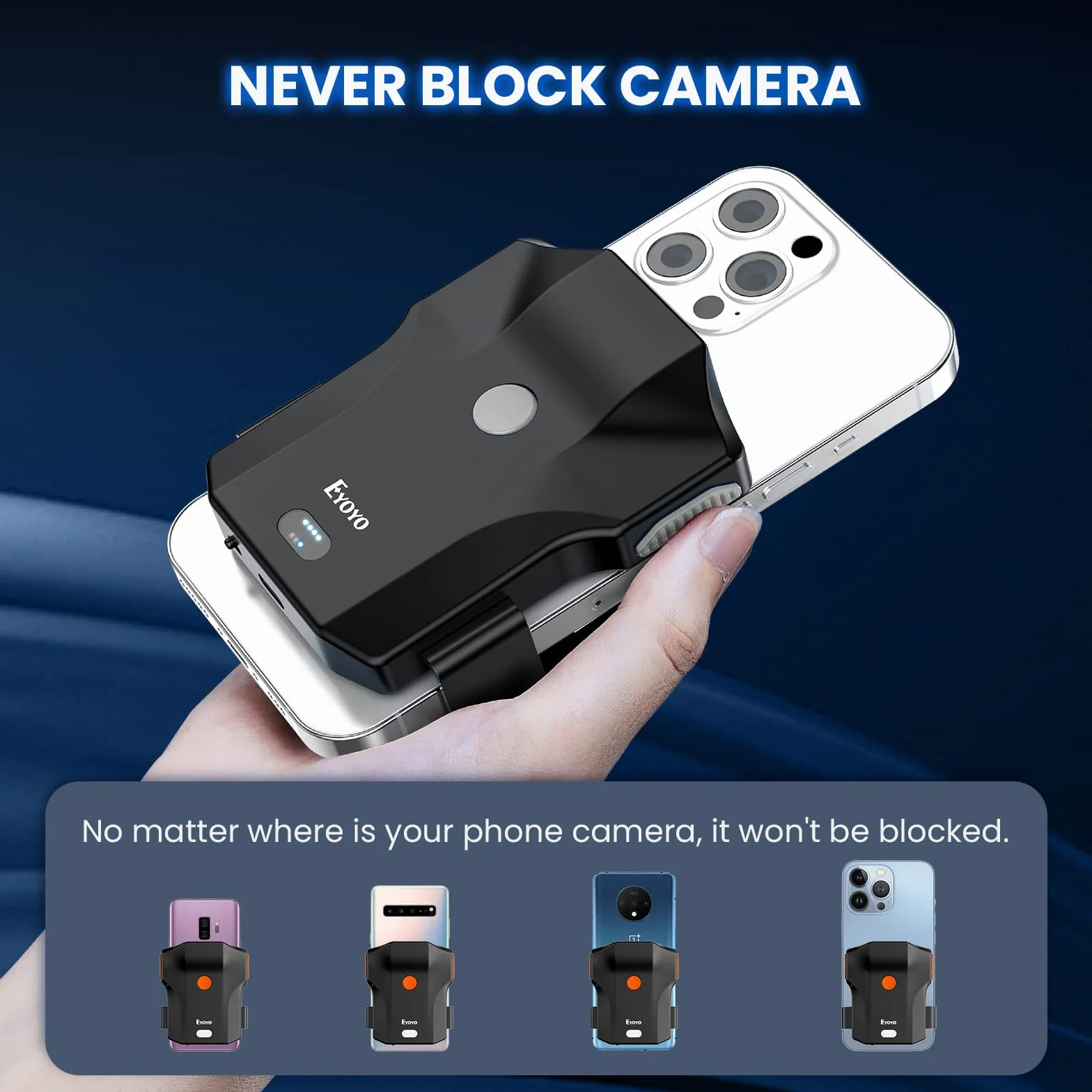 Eyoyo Skaner kodów kreskowych Bluetooth 1D, 2D, QR, klamra tylna, skaner ręczny 2,4 G, bezprzewodowy, 10 godzin pracy, czytnik kodów kreskowych z możliwością ponownego ładowania z iPhone'em, systemem Android, iOS