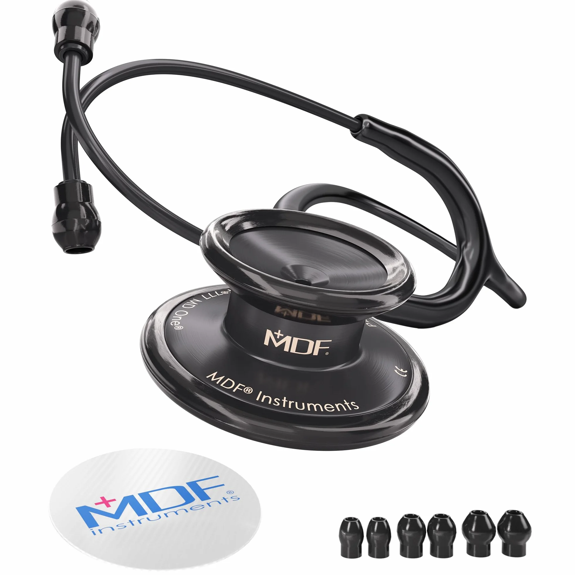 MDF Instruments MD One Premium dwugłowicowy stetoskop ze stali nierdzewnej; bezpłatne części na całe życie; (MDF777-BO); cały czarny