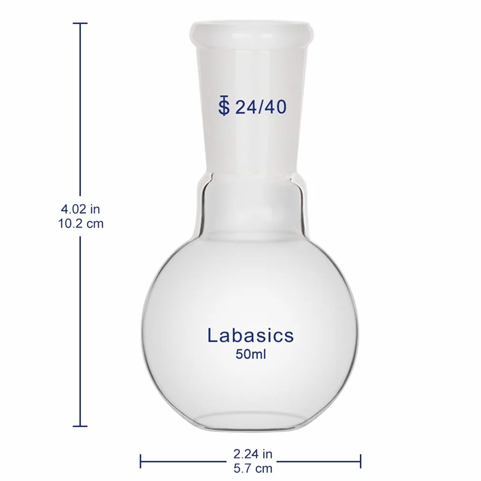 Labasics szklana butelka 50 ml pojedyncza szyjka płaska stożek zewnętrzny 24/40