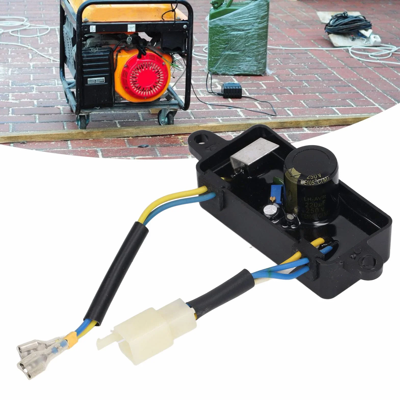 2.5KW Automatyczny Regulator Napięcia AVR Generator Regulator Napięcia Jednofazowy 6 Drut Benzynowy Regulator Napięcia dla Generatora 1-2,5KW 220μF