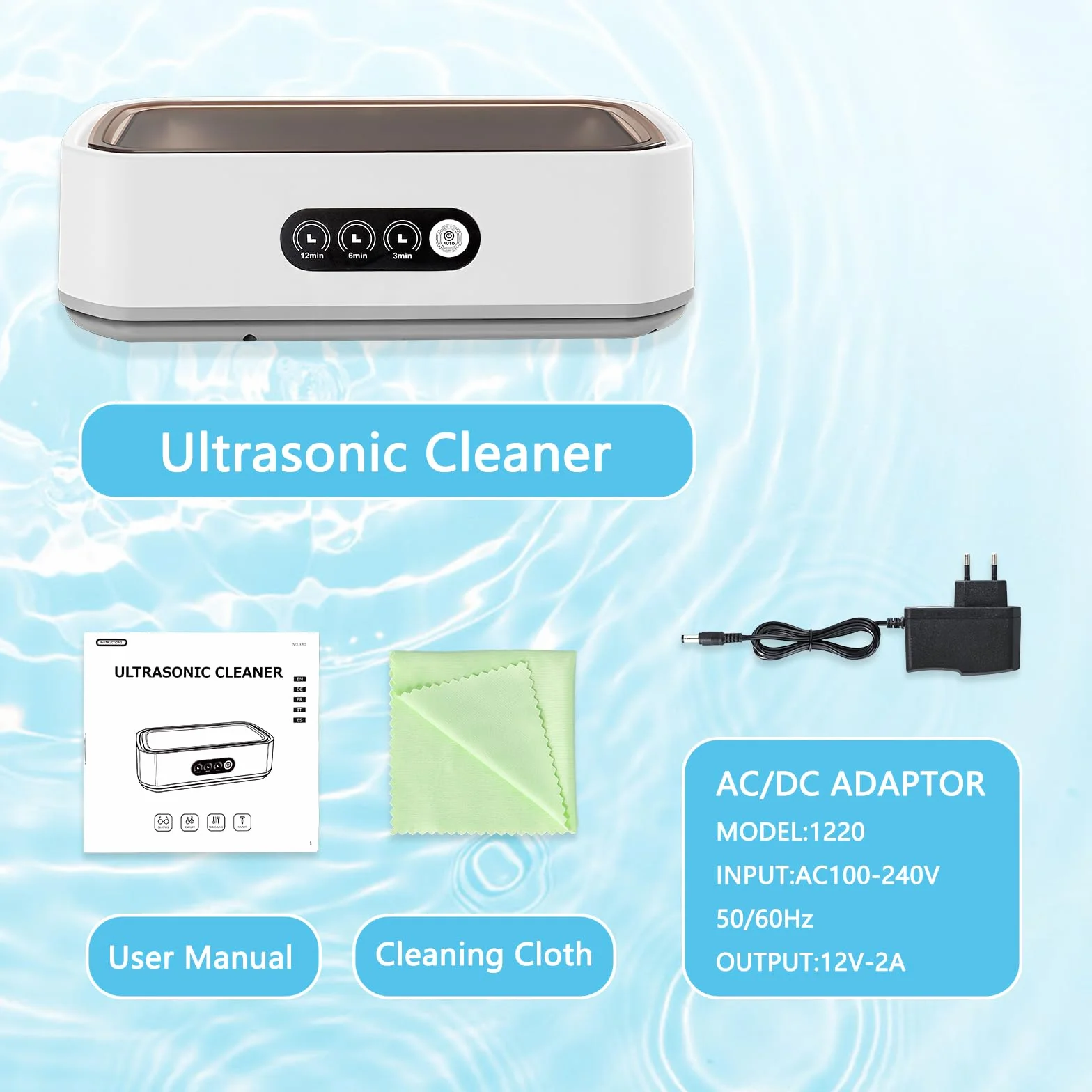 Myjka Ultradźwiękowa 650ML 49000HZ z Cyfrowym Wyświetlaczem do Biżuterii Okularów Zegarków