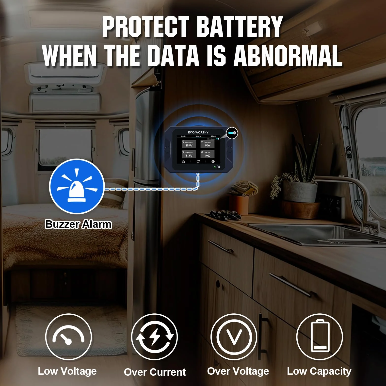 ECO-WORTHY Hall-Sensor AC/DC- 9V-80V akcesoria do baterii monitora